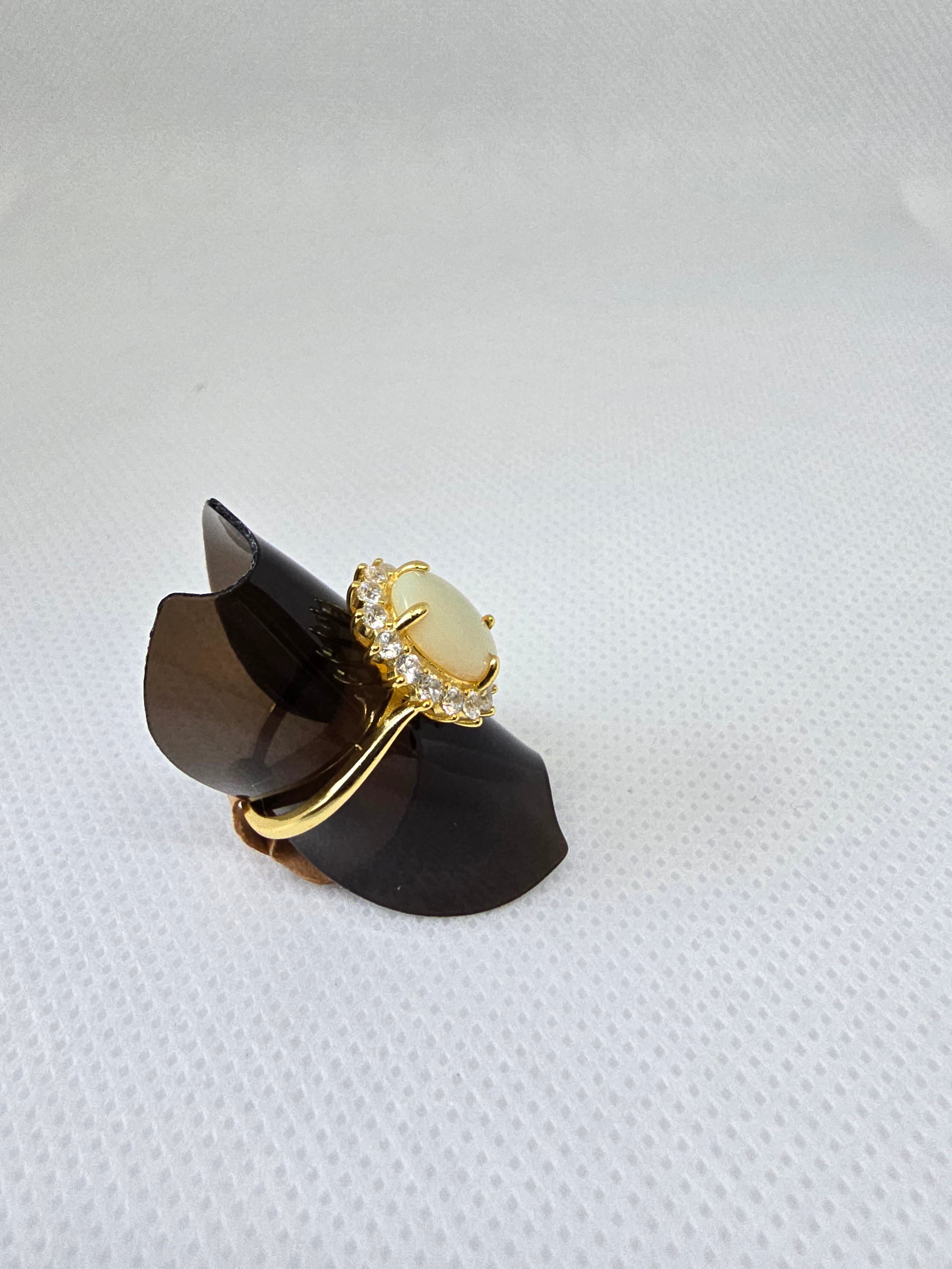 Natural Australian Opal Ring S925 Gold Plated