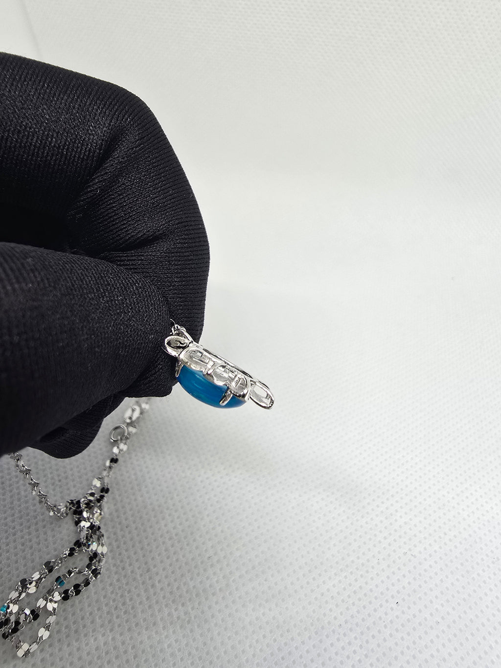Blue Opal Sun Pendant Necklace – S925 Sterling Silver