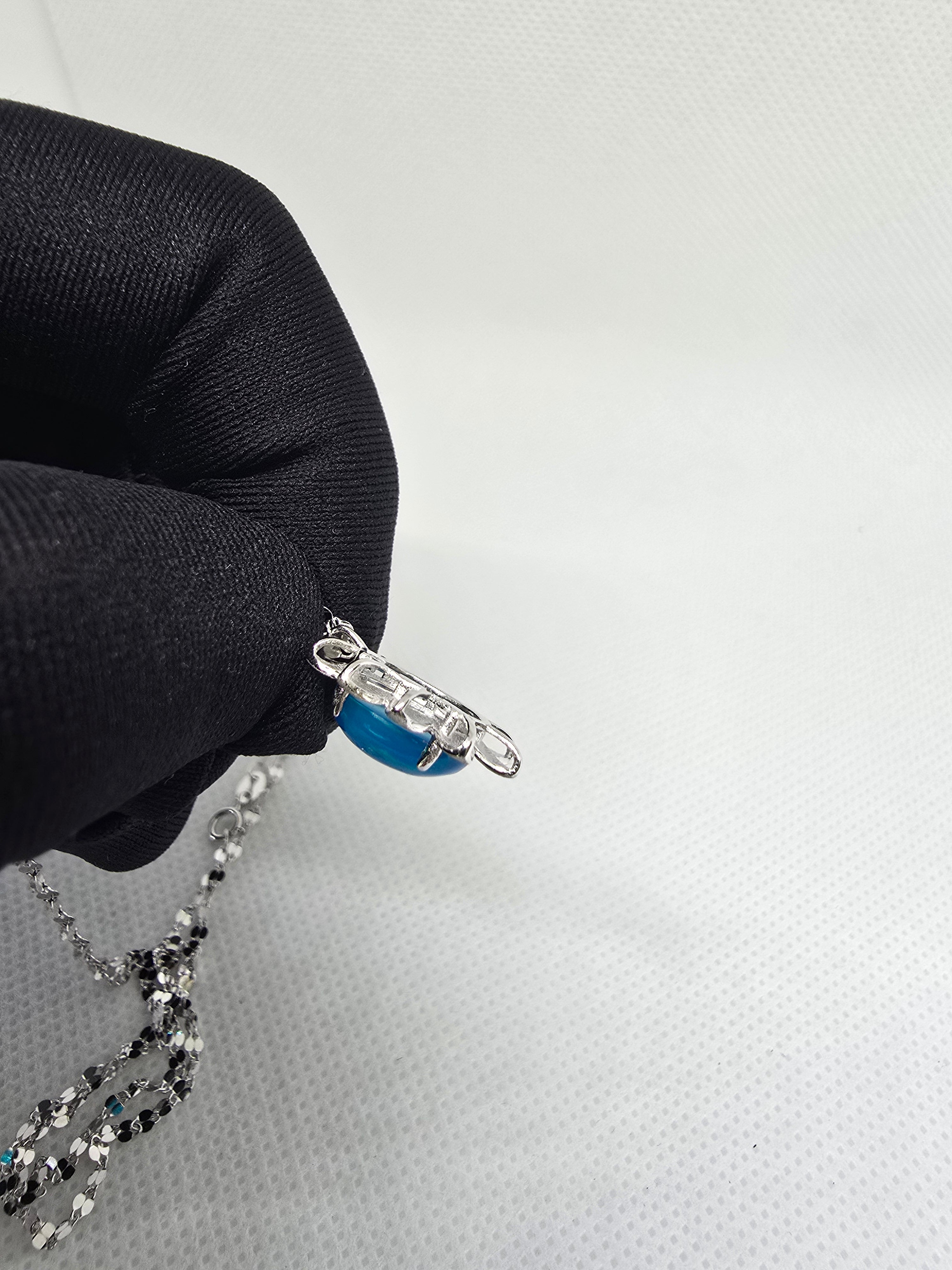 Blue Opal Sun Pendant Necklace – S925 Sterling Silver