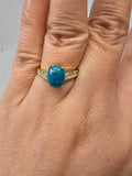 Natural Blue Opal Ring — S925 Yellow Gold Plated Silver