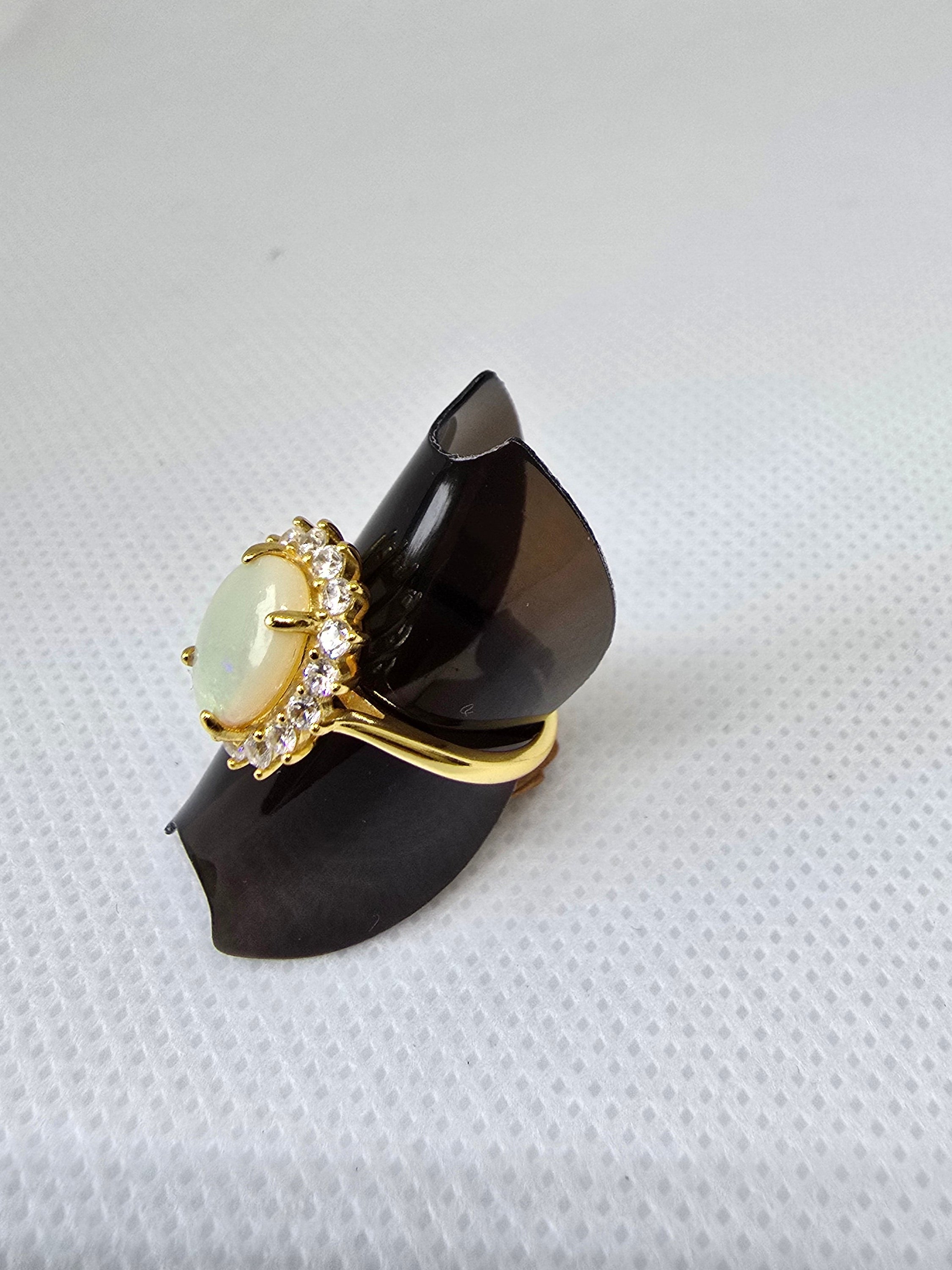 Natural Australian Opal Ring S925 Gold Plated