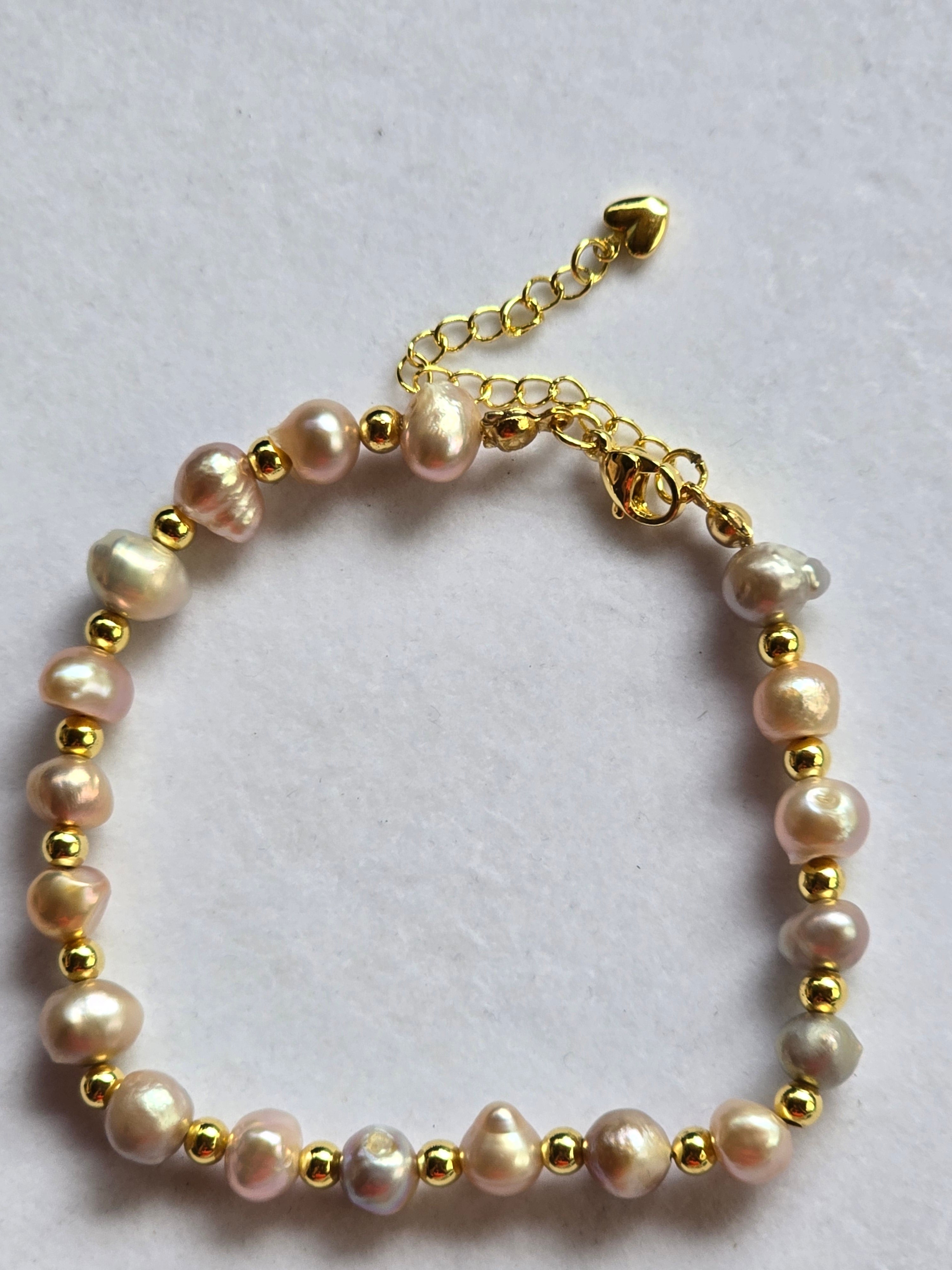 Real Pink Baroque Freshwater Pearl Bracelet | 7.5–10 Inch