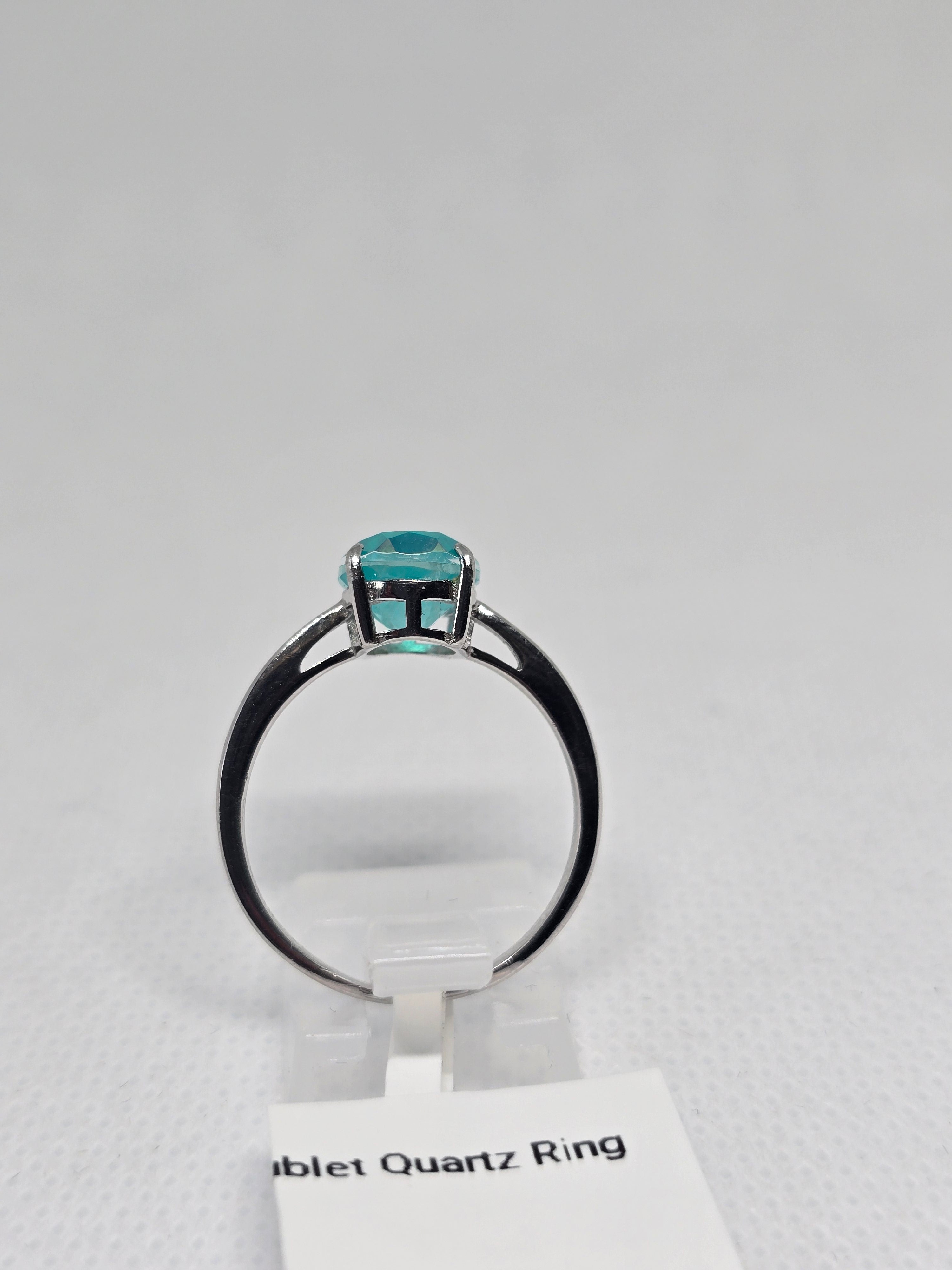 Paraiba Doublet Quartz Solitaire Ring in S925 Silver