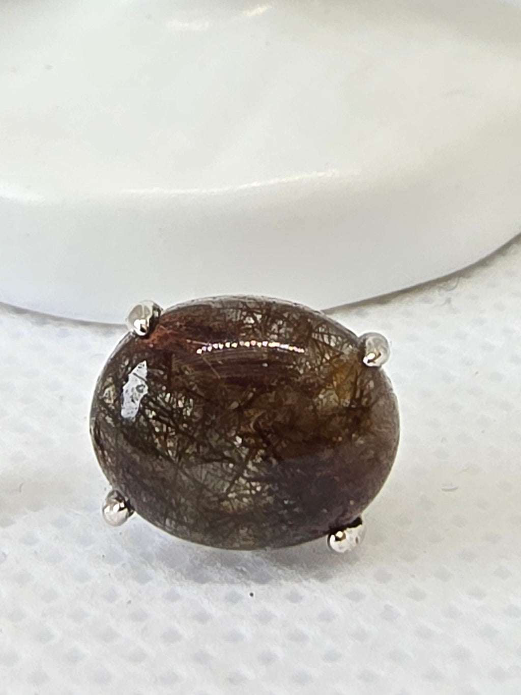 Black Rutile Quartz Stud Earrings – S925 Sterling Silver