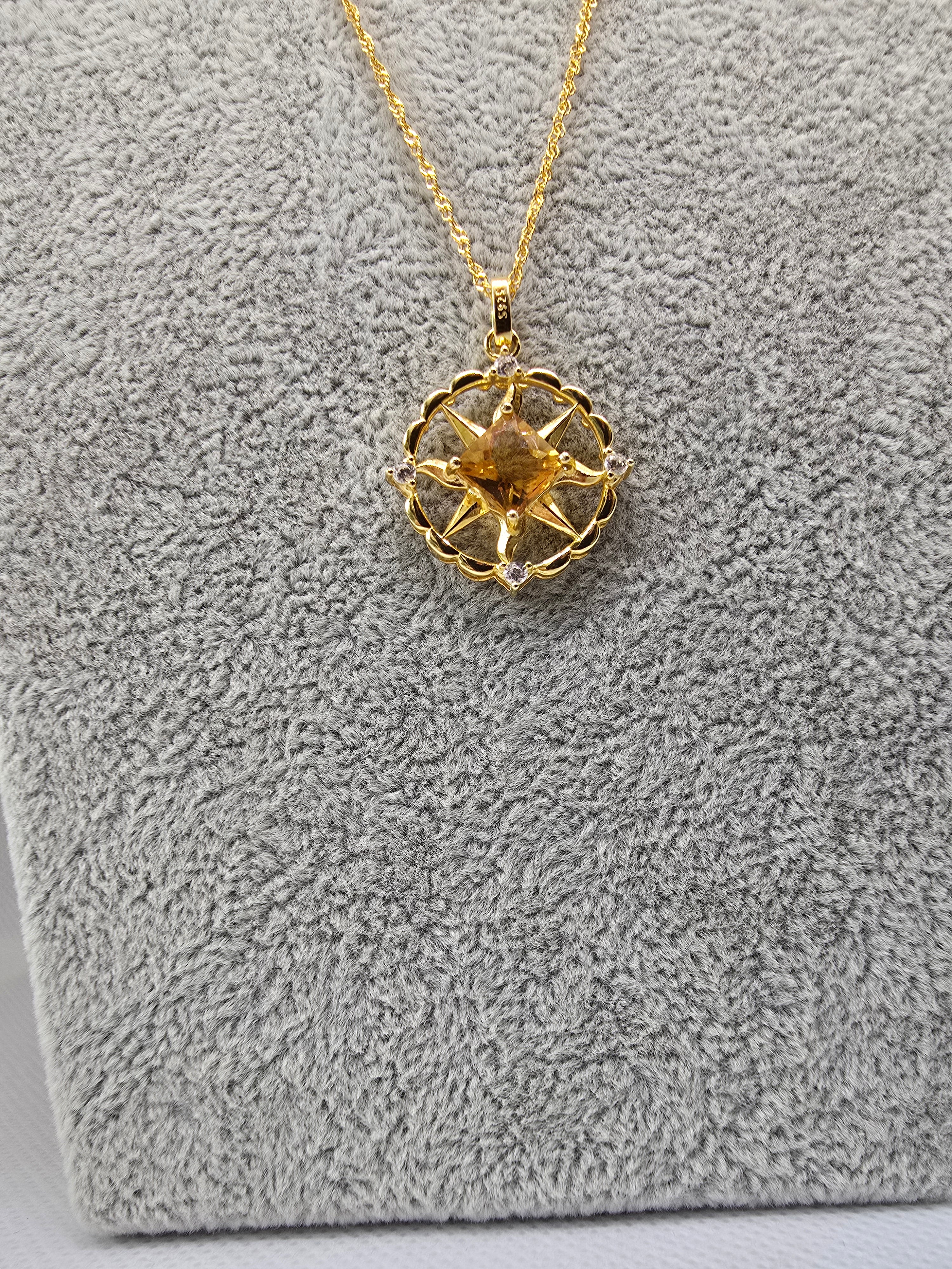 Natural Citrine Pendant – S925 Setting
