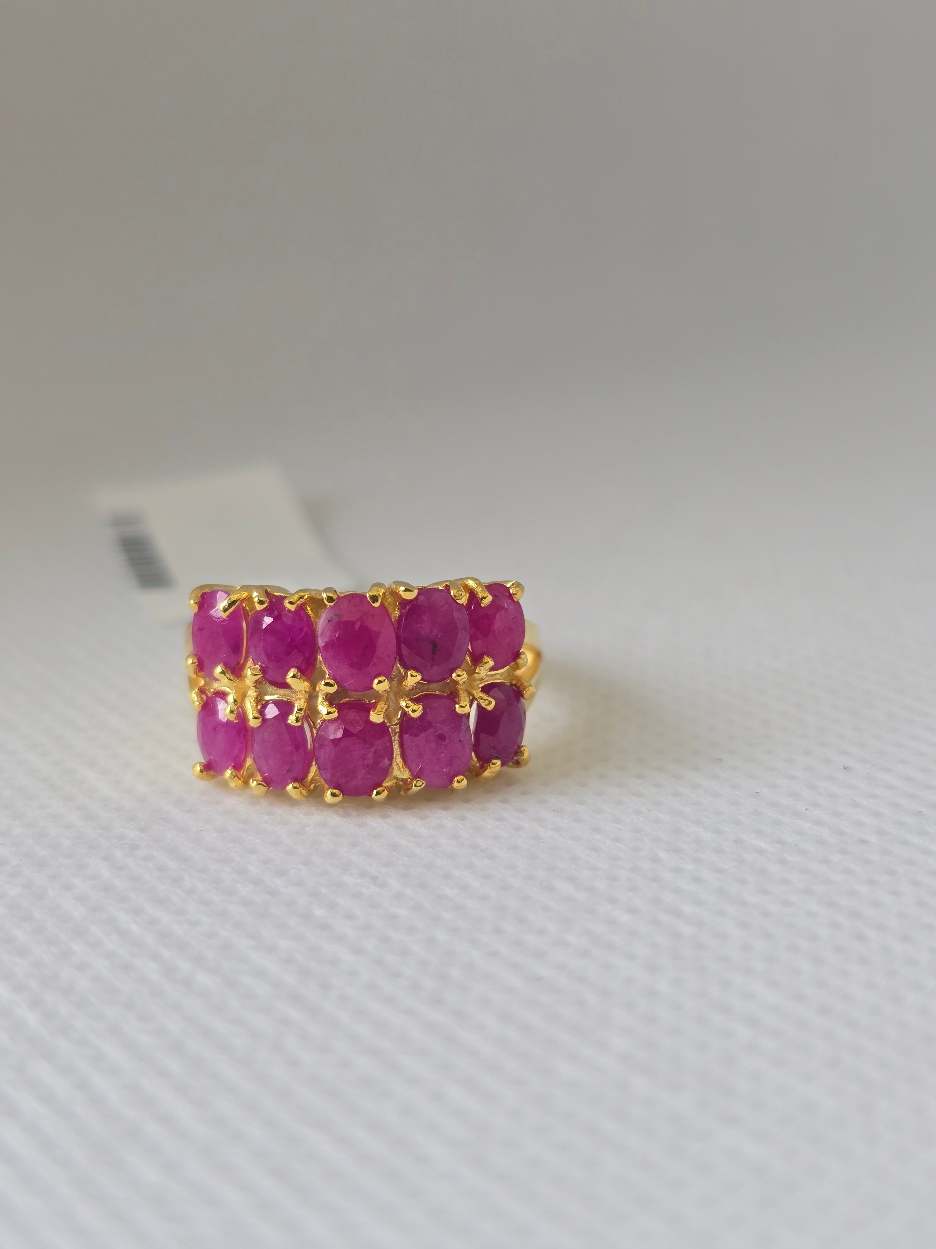 Natural Ruby Double Row Ring – Gold Plated S925