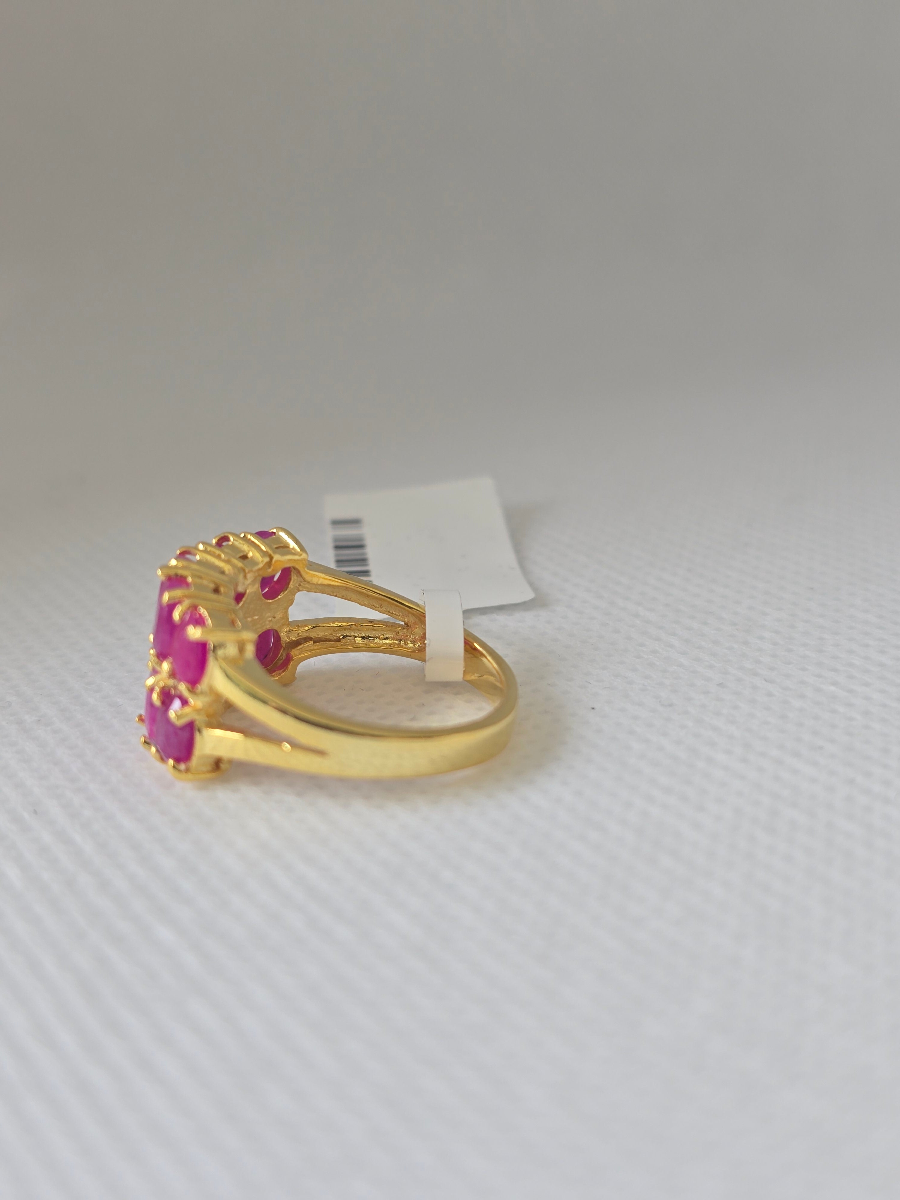 Natural Ruby Double Row Ring – Gold Plated S925