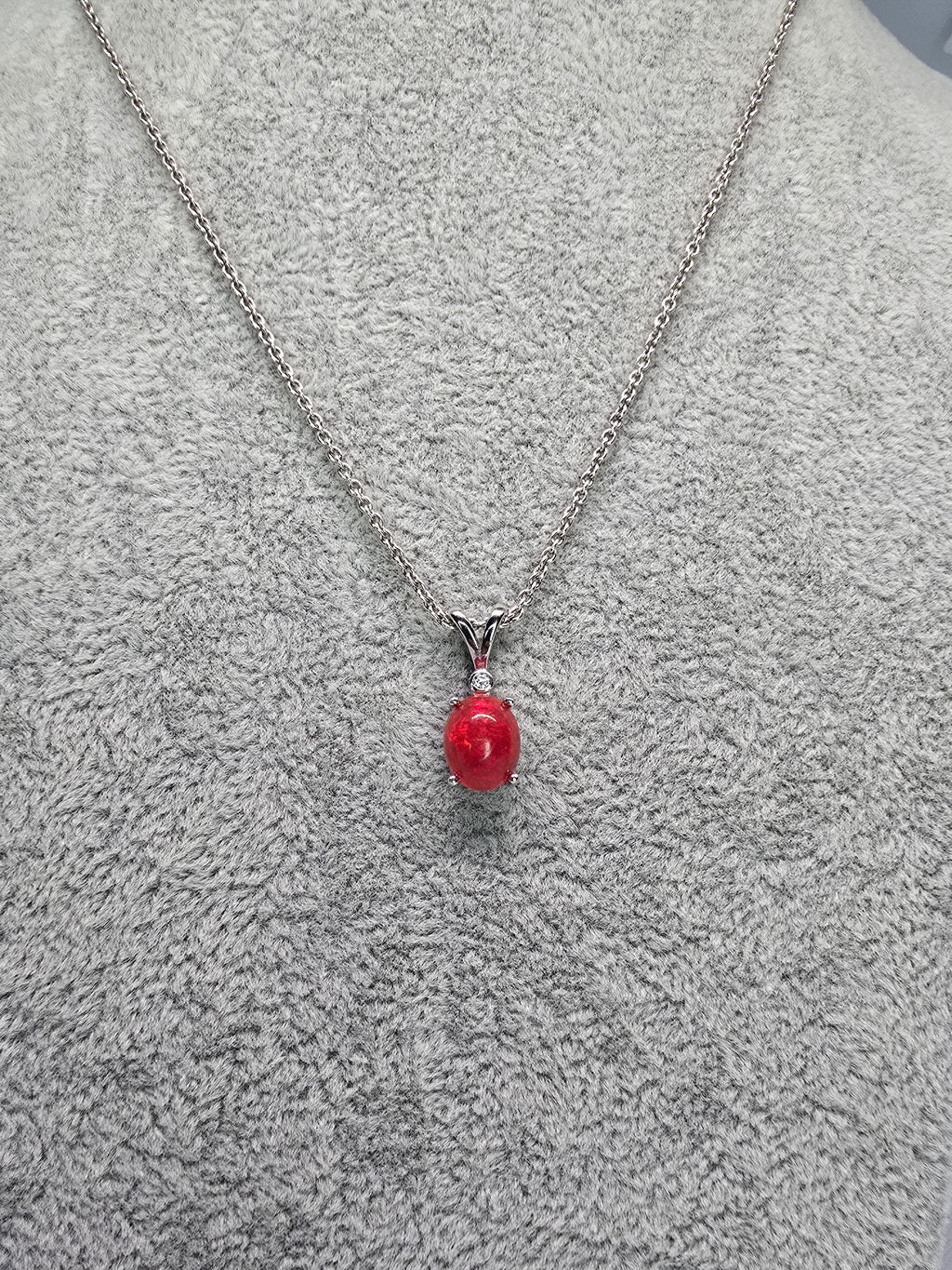 Natural Red Opal Pendant — S925 Sterling Silver