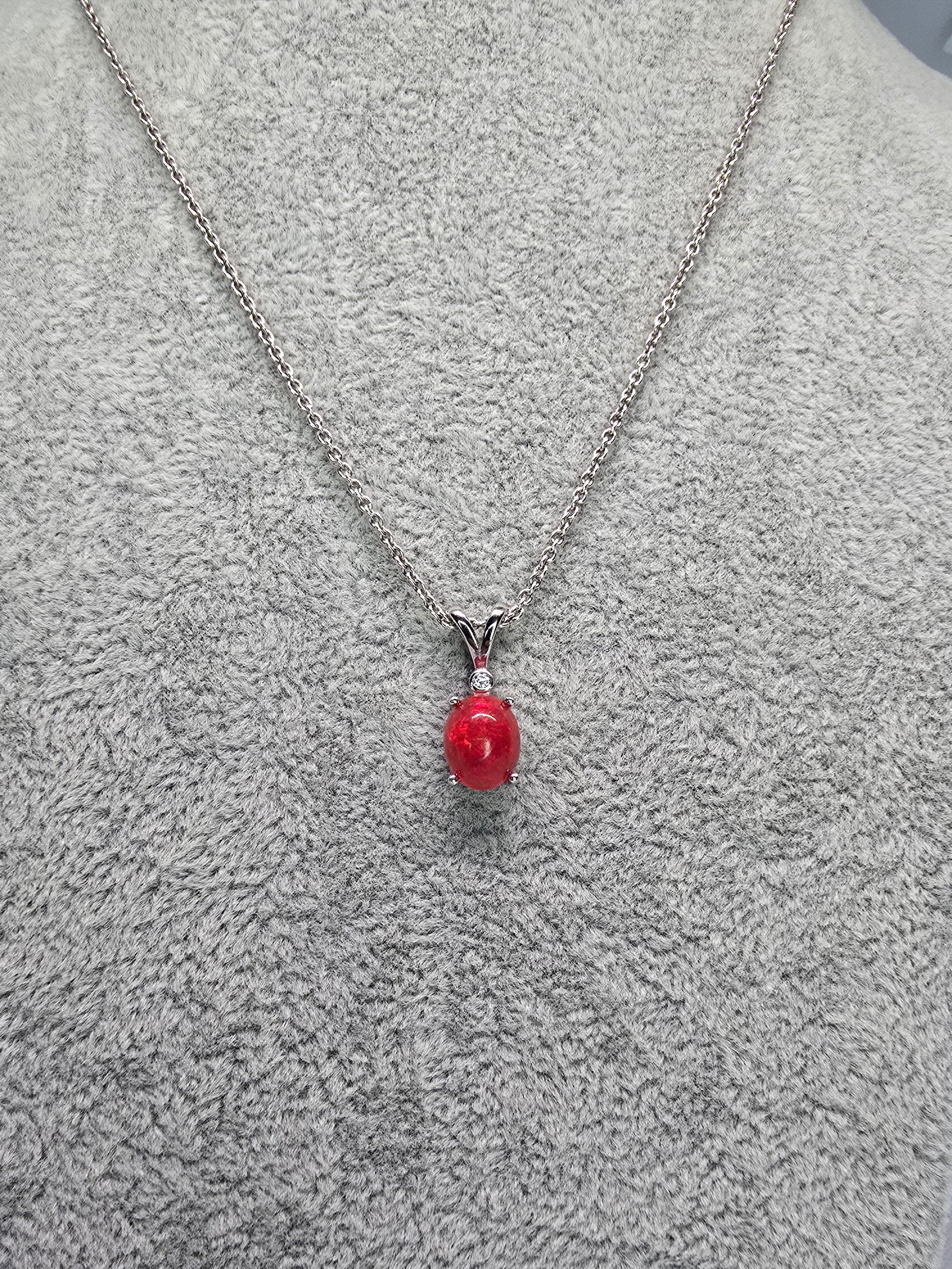Natural Red Opal Pendant — S925 Sterling Silver