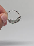 Triple Row Emerald Cabochon Sterling Silver Band Ring