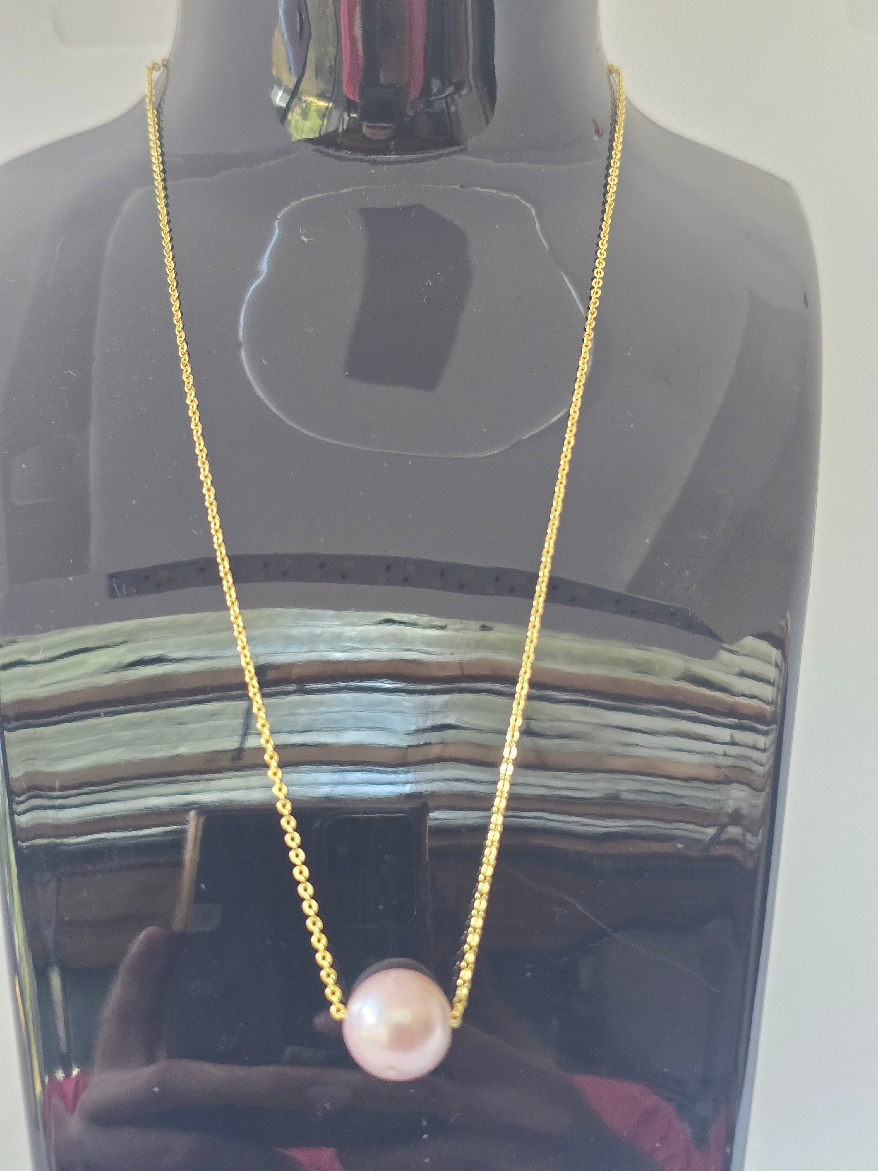 Edison Pearl Station Necklace | Adjustable S925 Gold-Plated Chain