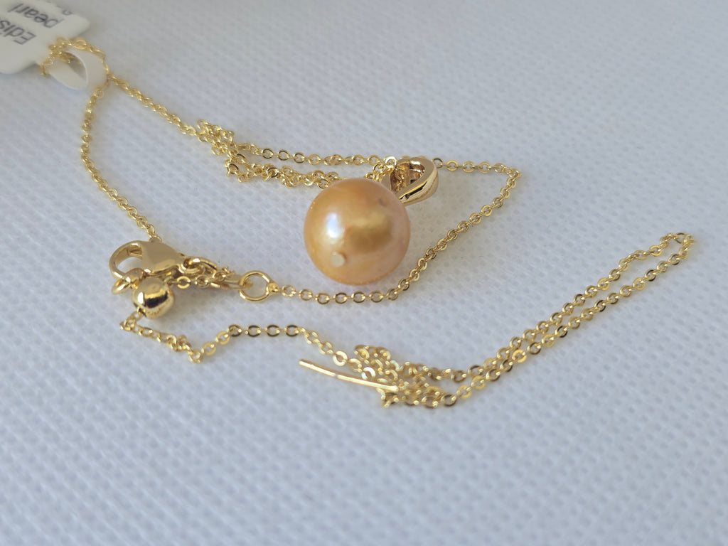 Golden Edison Pearl Necklace | Bolo Style S925 Gold-Plated Chain