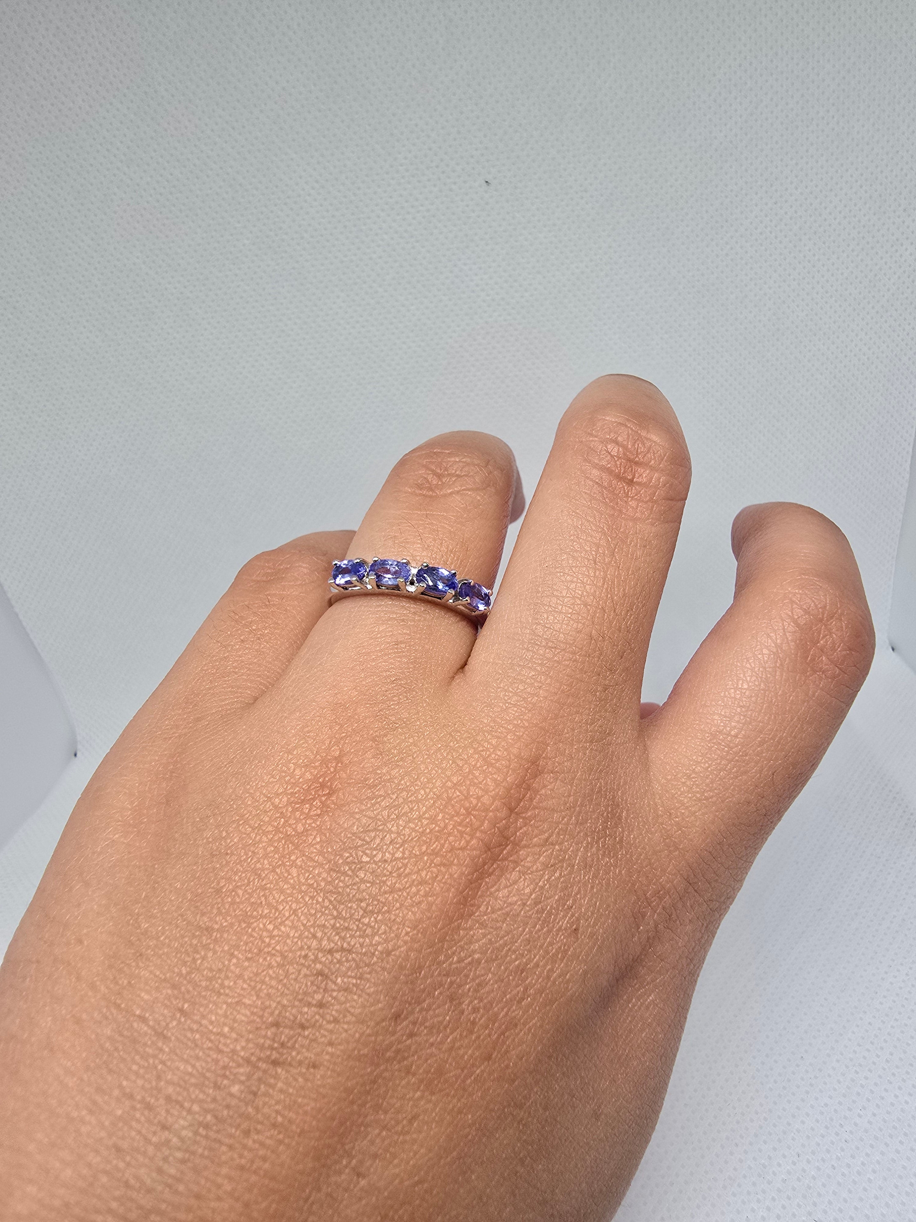 Tanzanite Five-Stone Band Ring in S925 Silver