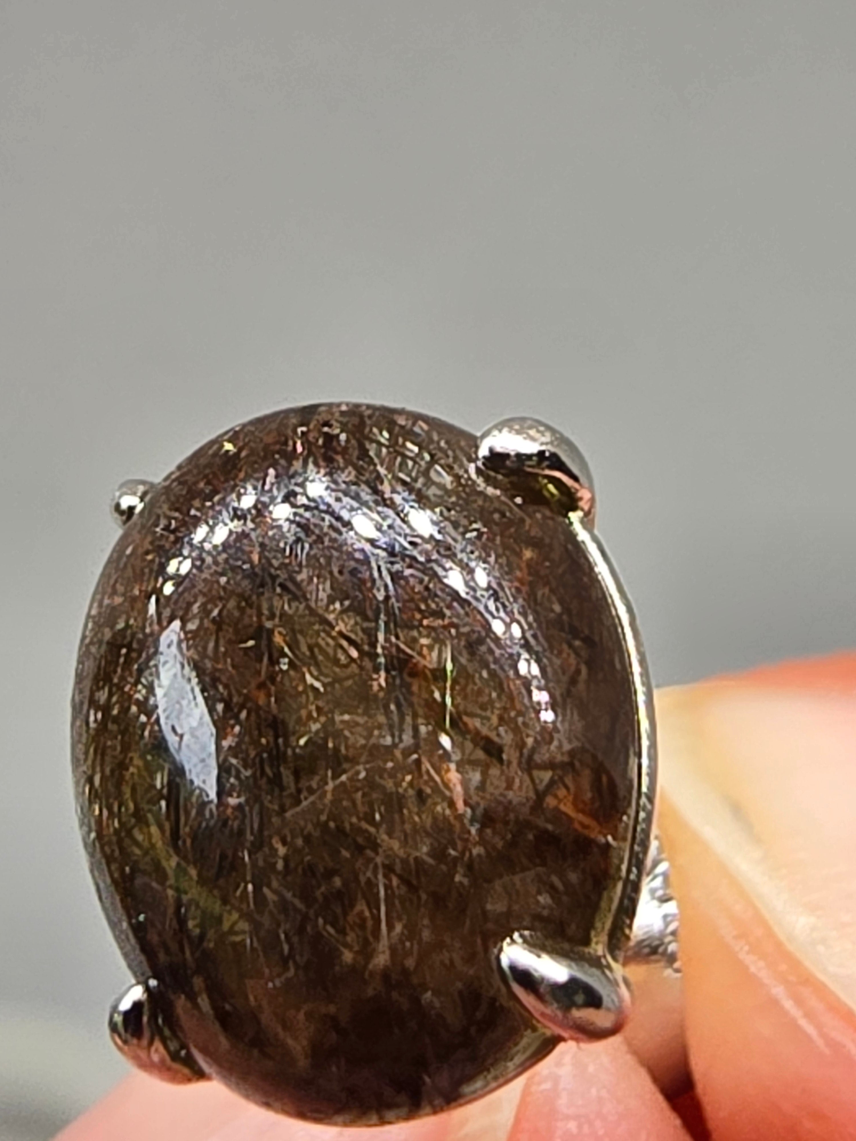 Black Rutile Quartz Stud Earrings – S925 Sterling Silver