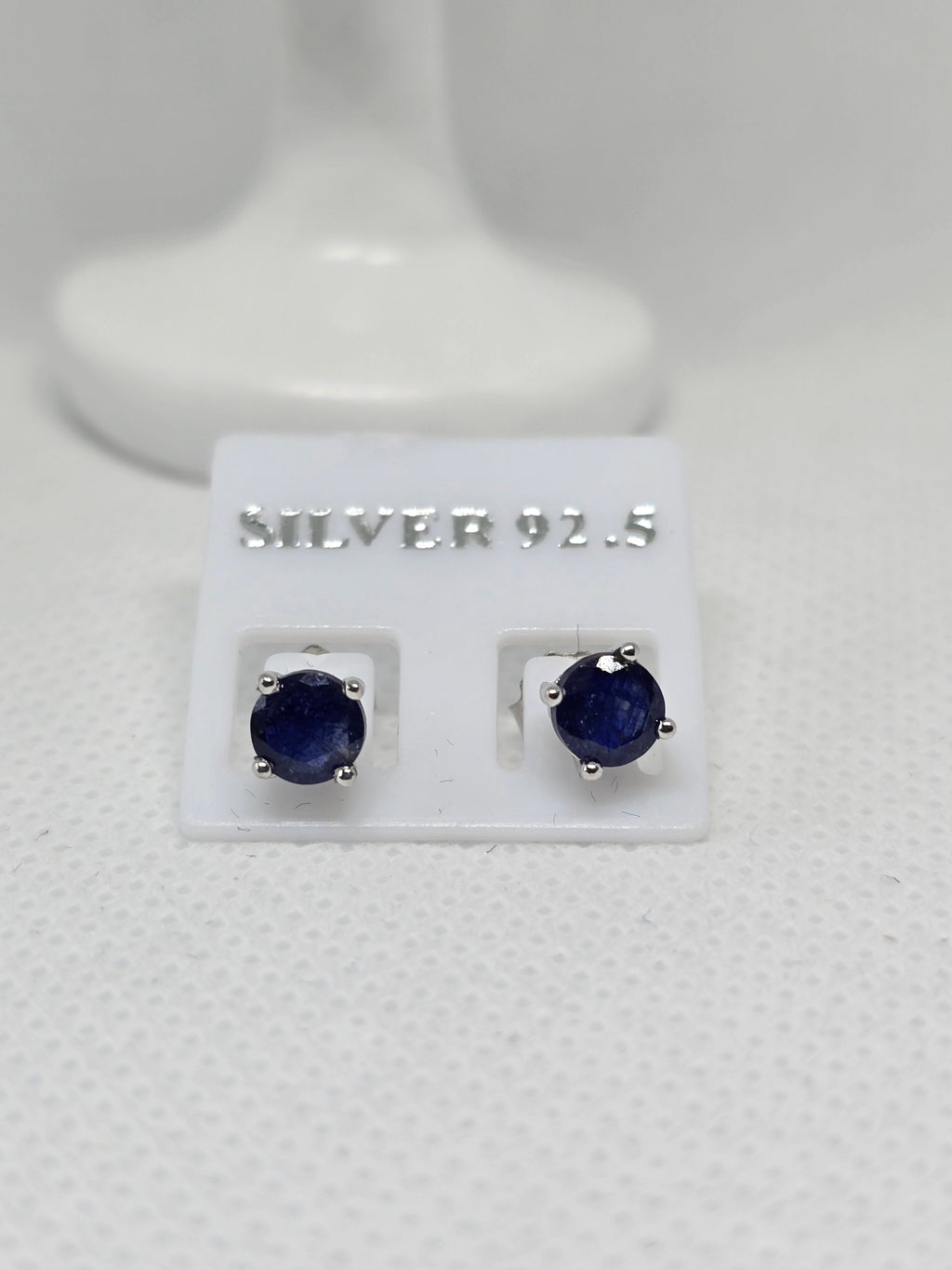 Natural Royal Blue Sapphire Solitaire Stud Earrings – S925 Sterling Silver