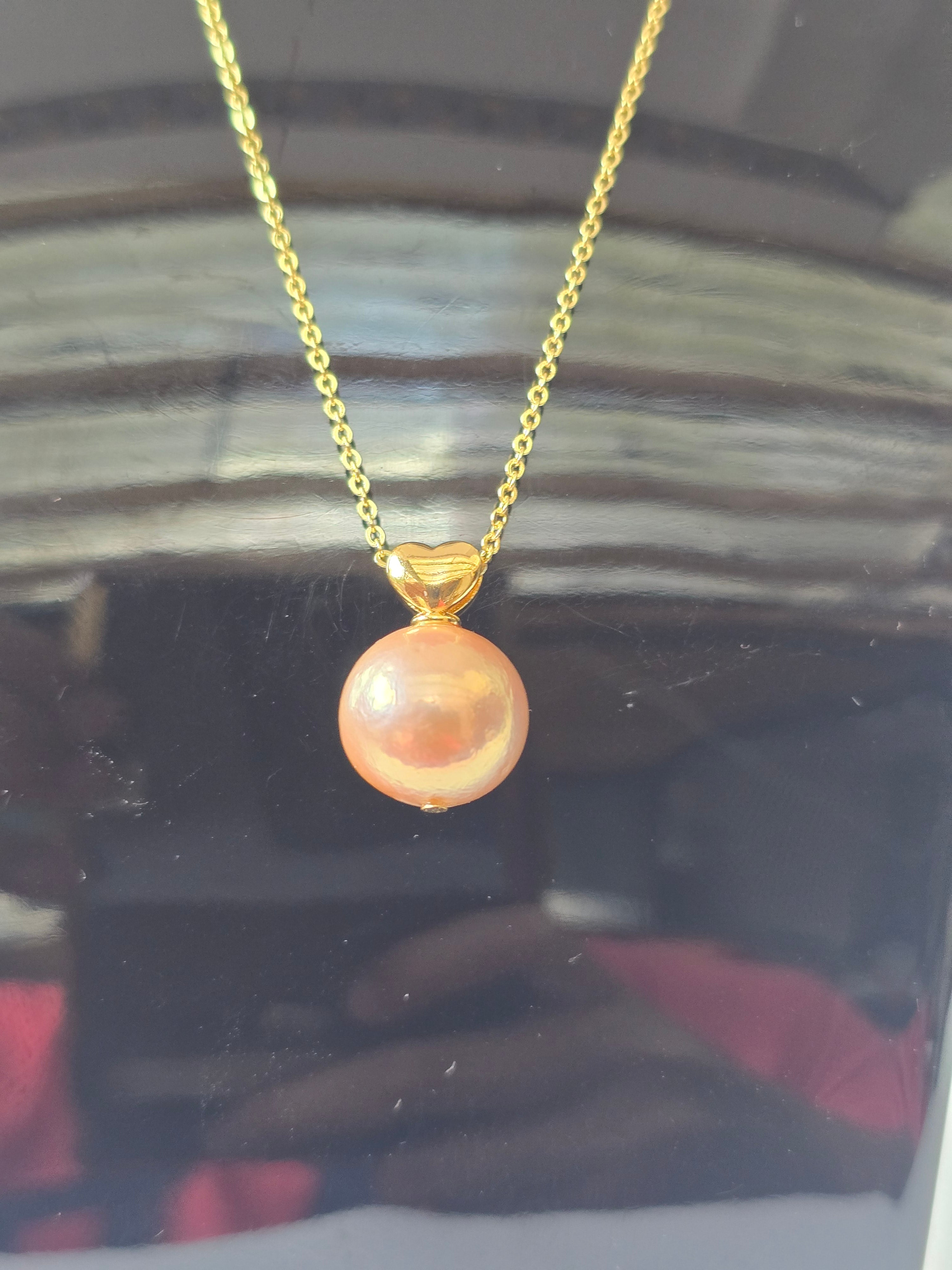 Edison Blush Pink Pearl Floating Necklace | S925 Bolo Box Chain