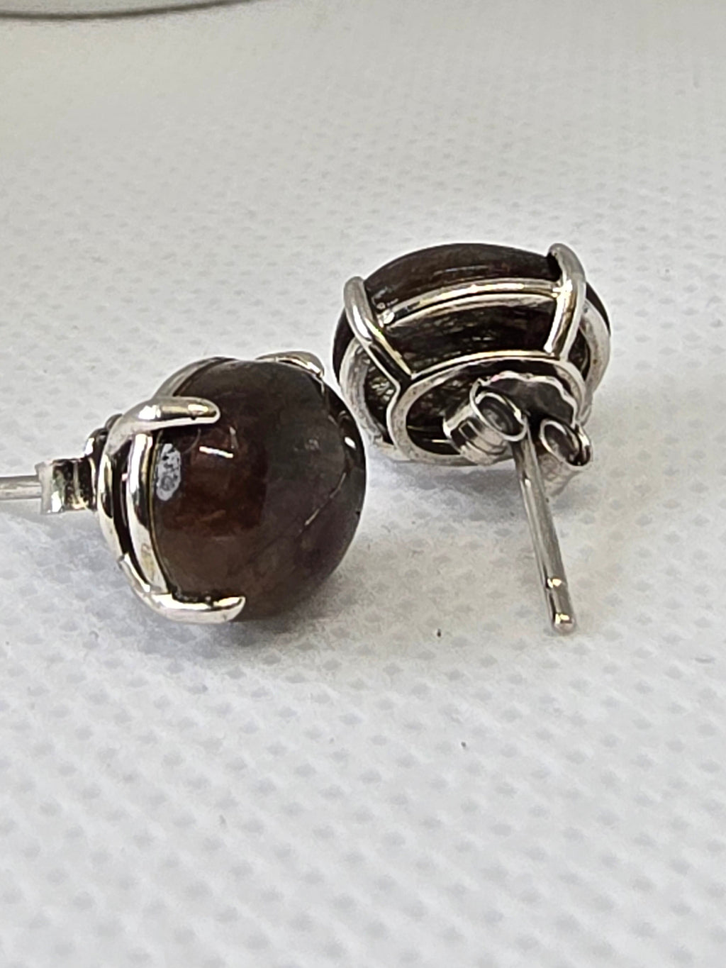 Black Rutile Quartz Stud Earrings – S925 Sterling Silver