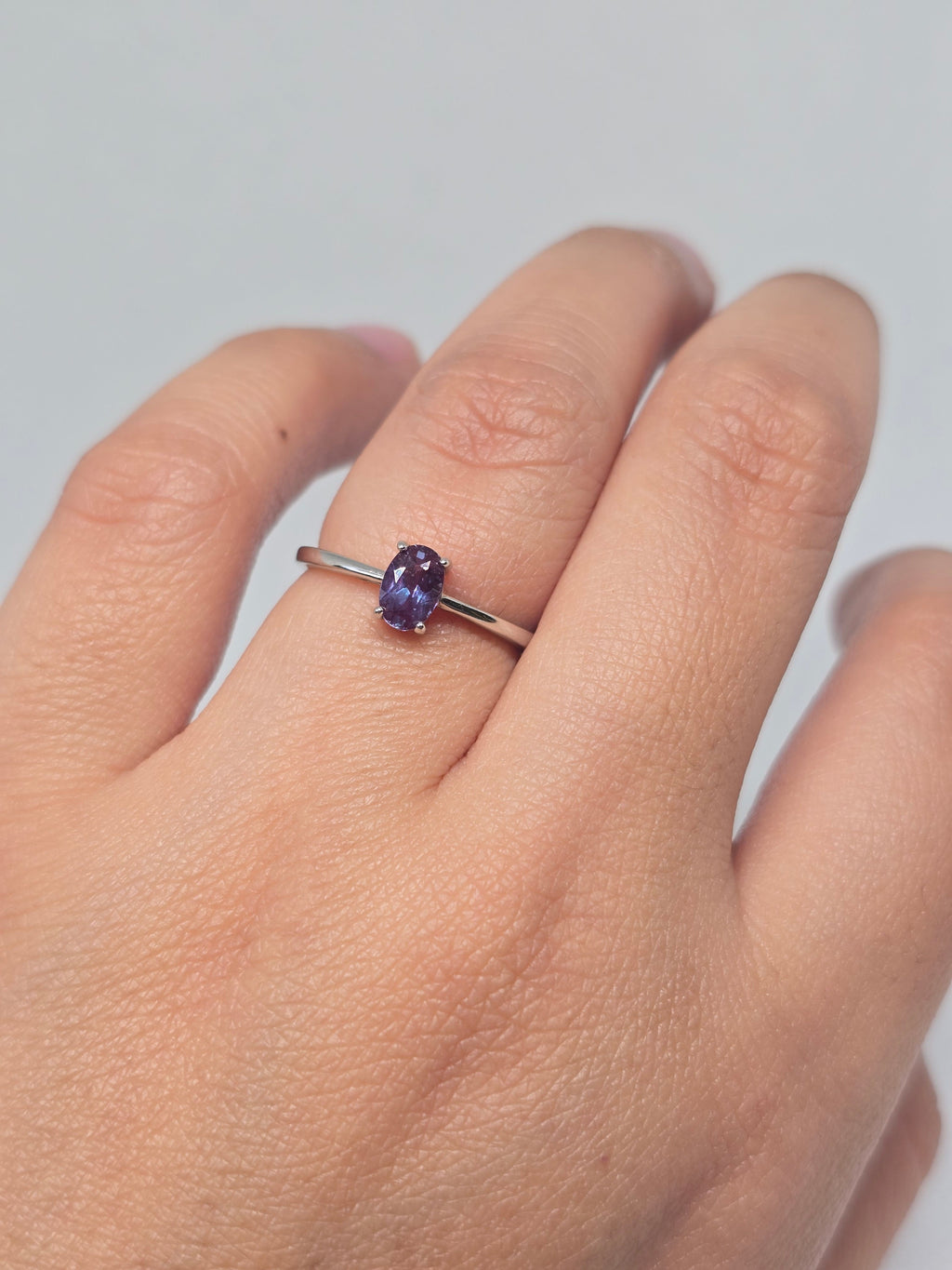 Lab Grown Alexandrite Solitaire Ring in S925 Silver