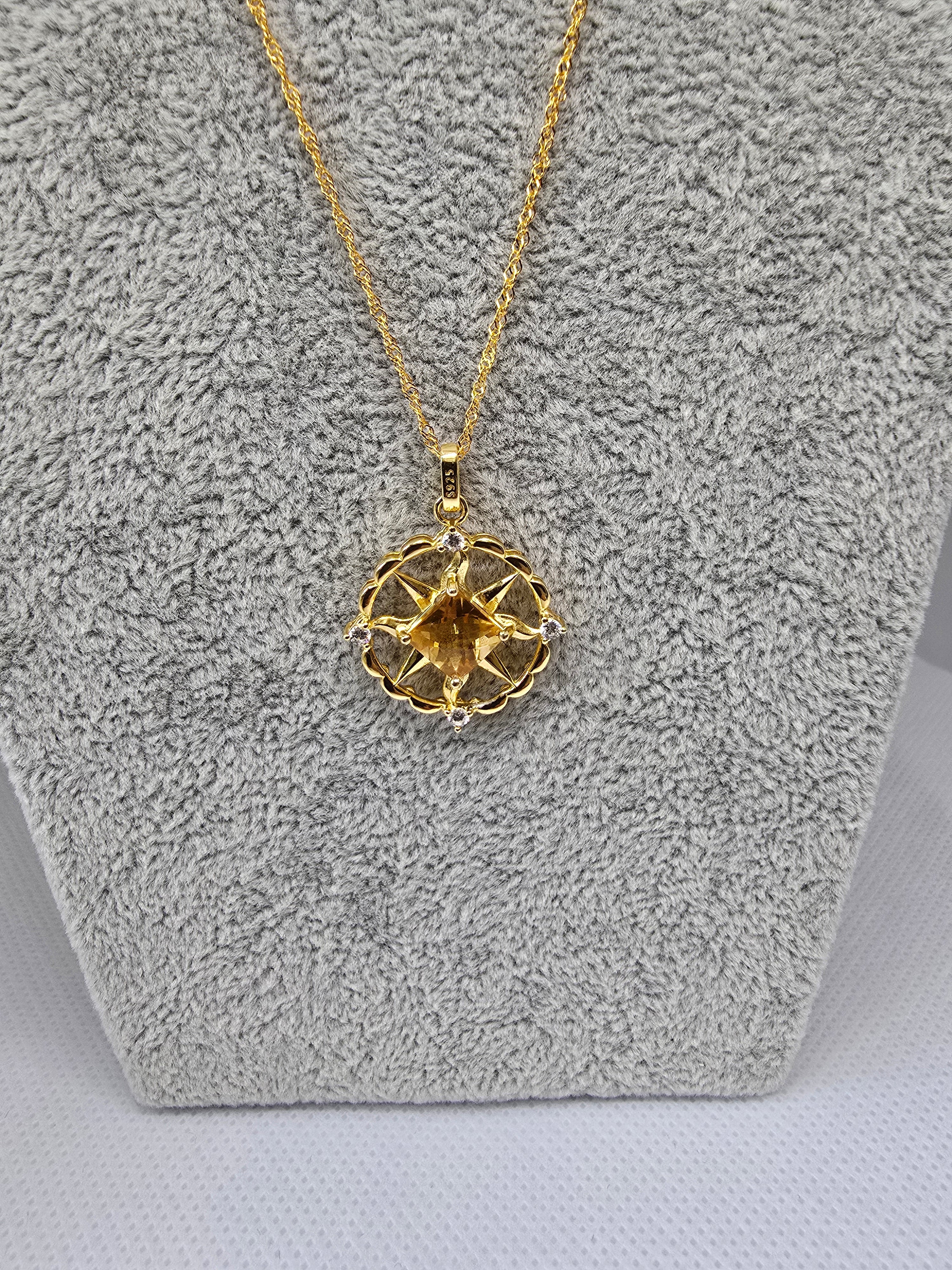 Natural Citrine Pendant – S925 Setting