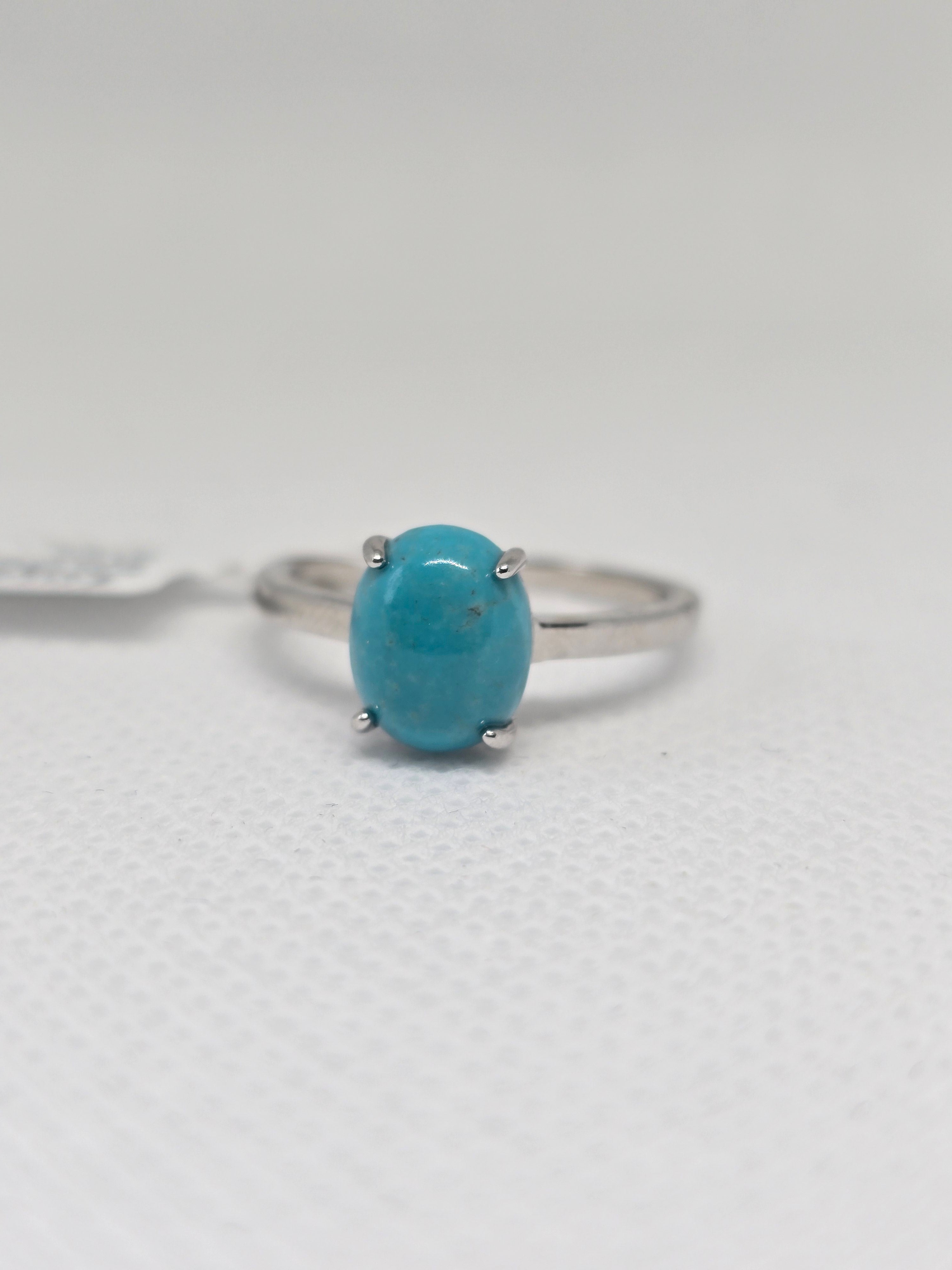 Natural Turquoise Solitaire Ring – S925 Sterling Silver