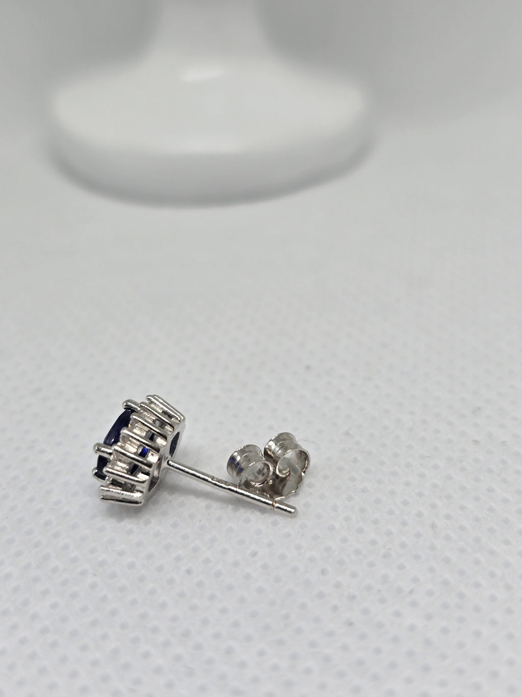 Natural Blue Sapphire Halo Stud Earrings – S925 Sterling Silver