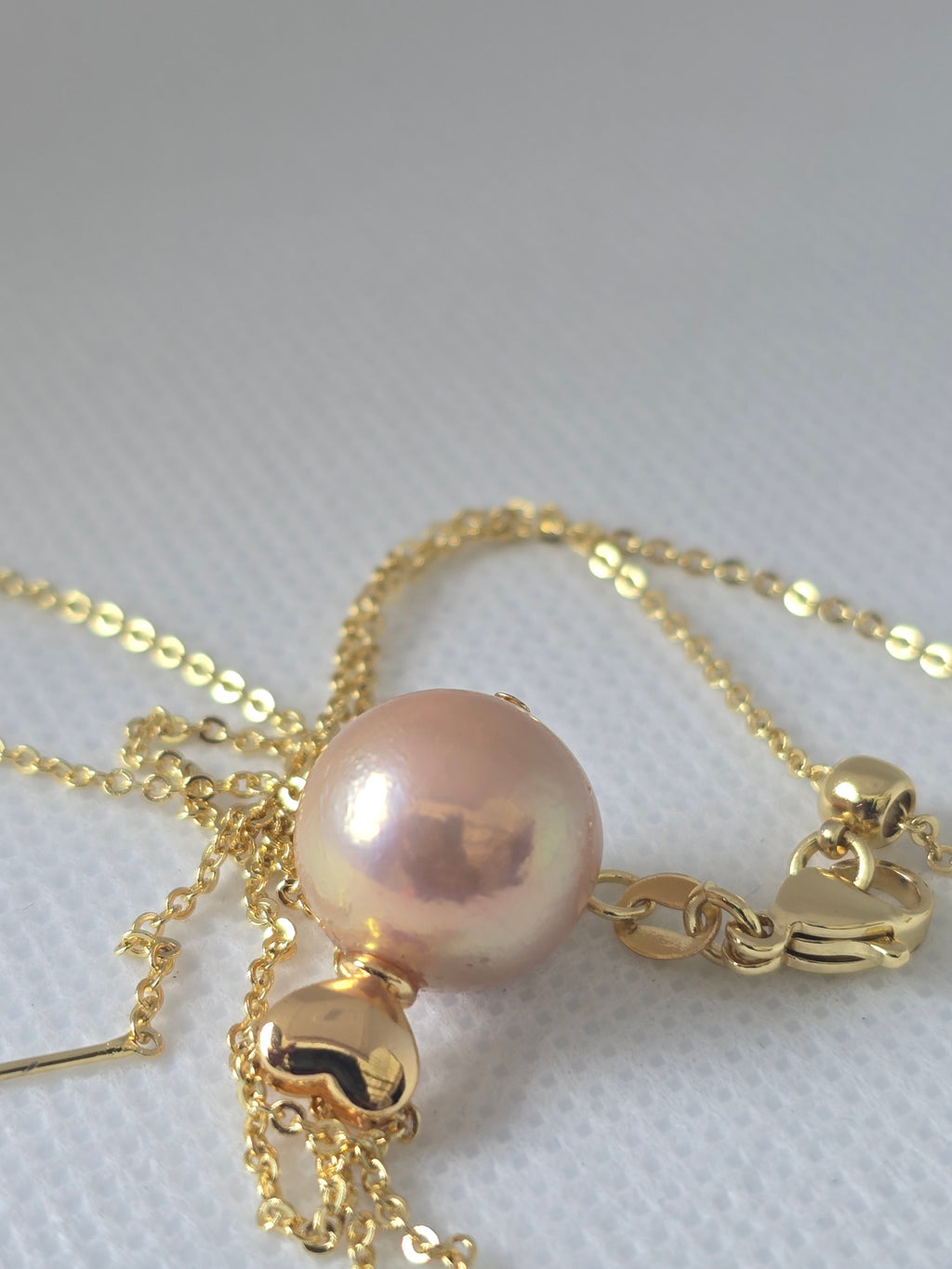 Edison Blush Pink Pearl Floating Necklace | S925 Bolo Box Chain