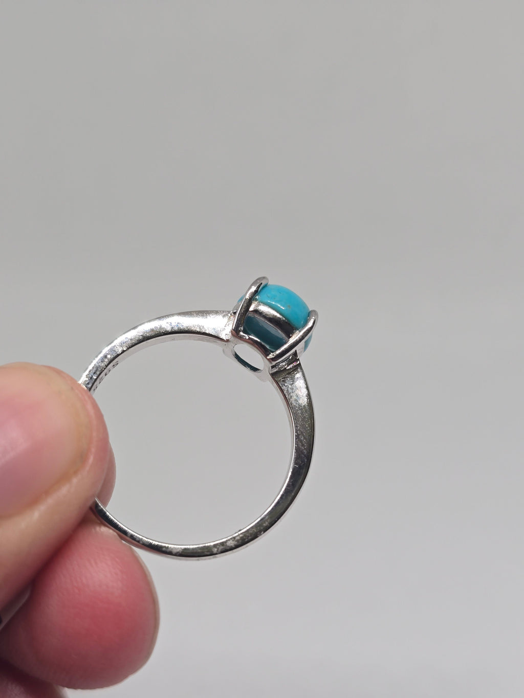 Natural Turquoise Solitaire Ring – S925 Sterling Silver