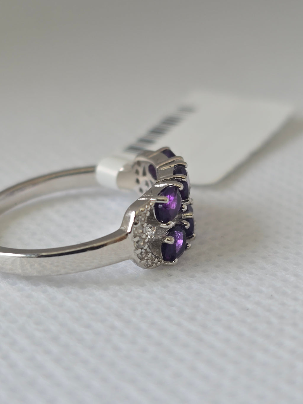 Double Row Amethyst & White Topaz S925 Silver Ring