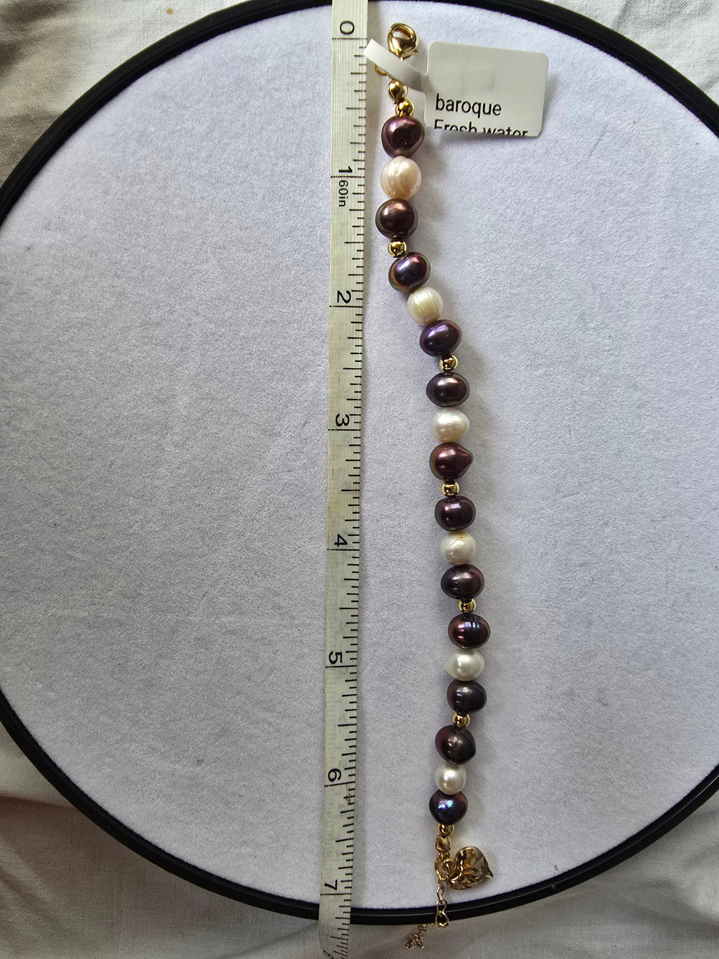 Real Purple & White Baroque Freshwater Pearl Bracelet  | 7–9 Inch