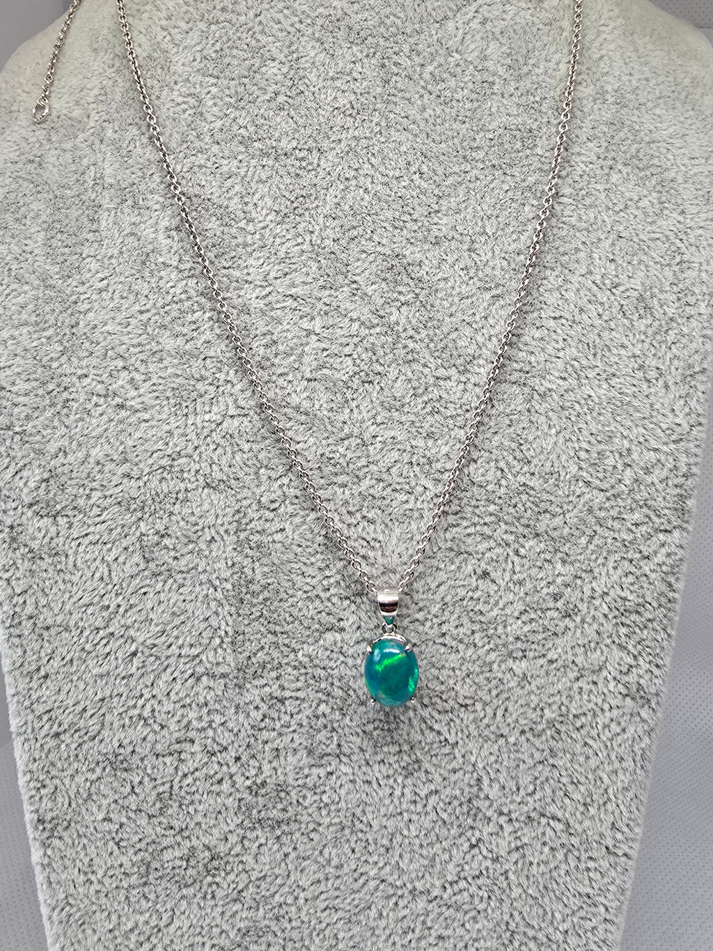 Natural Green Blue Opal Pendant — S925 Sterling Silver