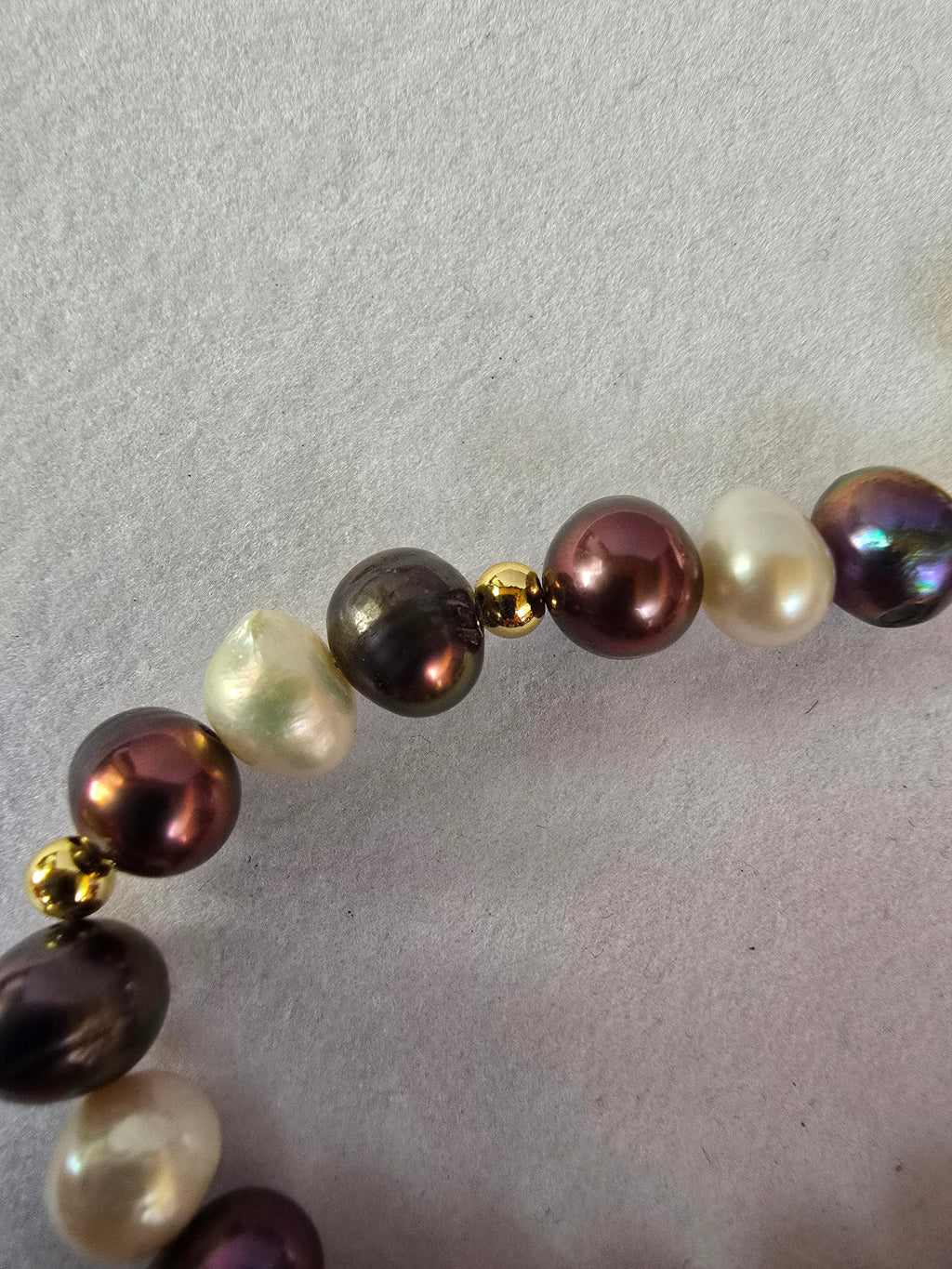 Real Purple & White Baroque Freshwater Pearl Bracelet  | 7–9 Inch