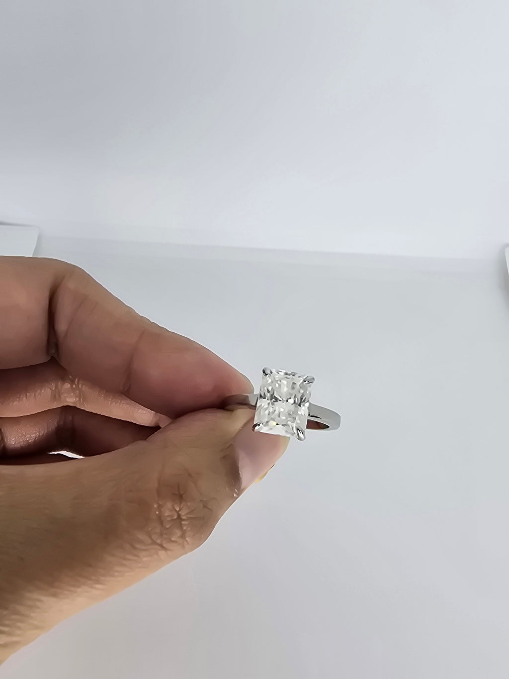 4ct Moissanite Cushion Cut Solitaire Ring | S925 Silver | GRA Certified