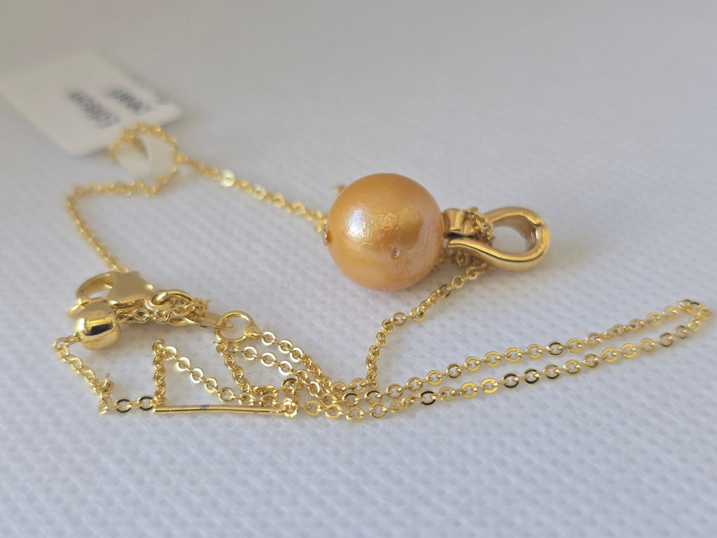Golden Edison Pearl Necklace | Bolo Style S925 Gold-Plated Chain