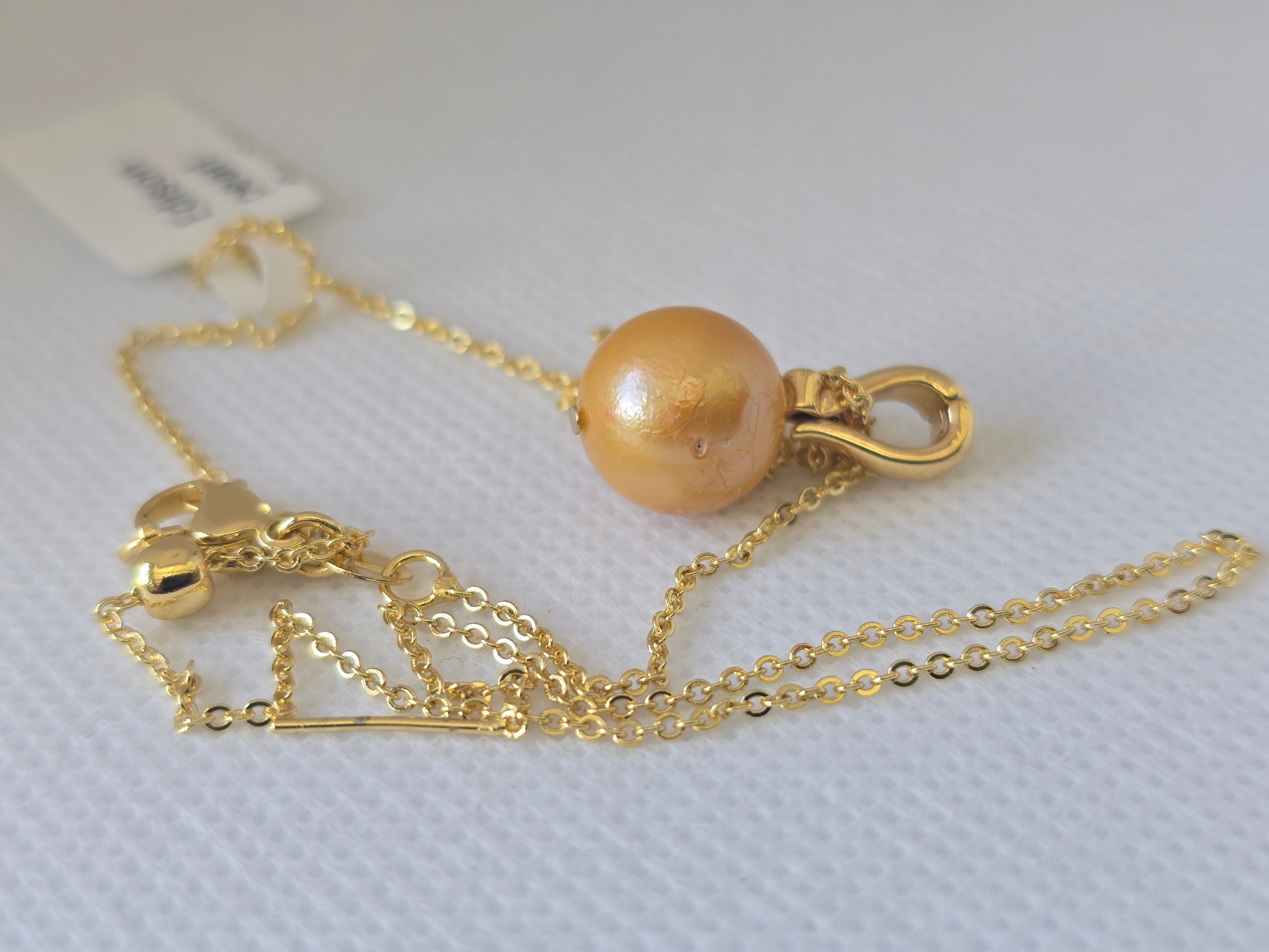 Golden Edison Pearl Necklace | Bolo Style S925 Gold-Plated Chain