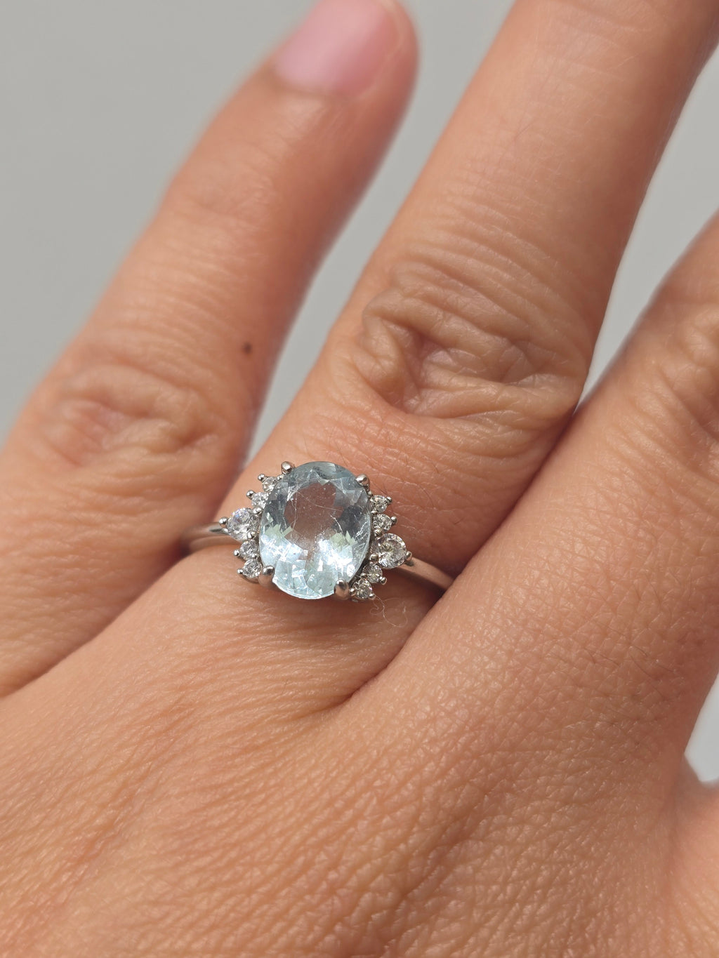 Natural Aquamarine Ring — S925 Sterling Silver