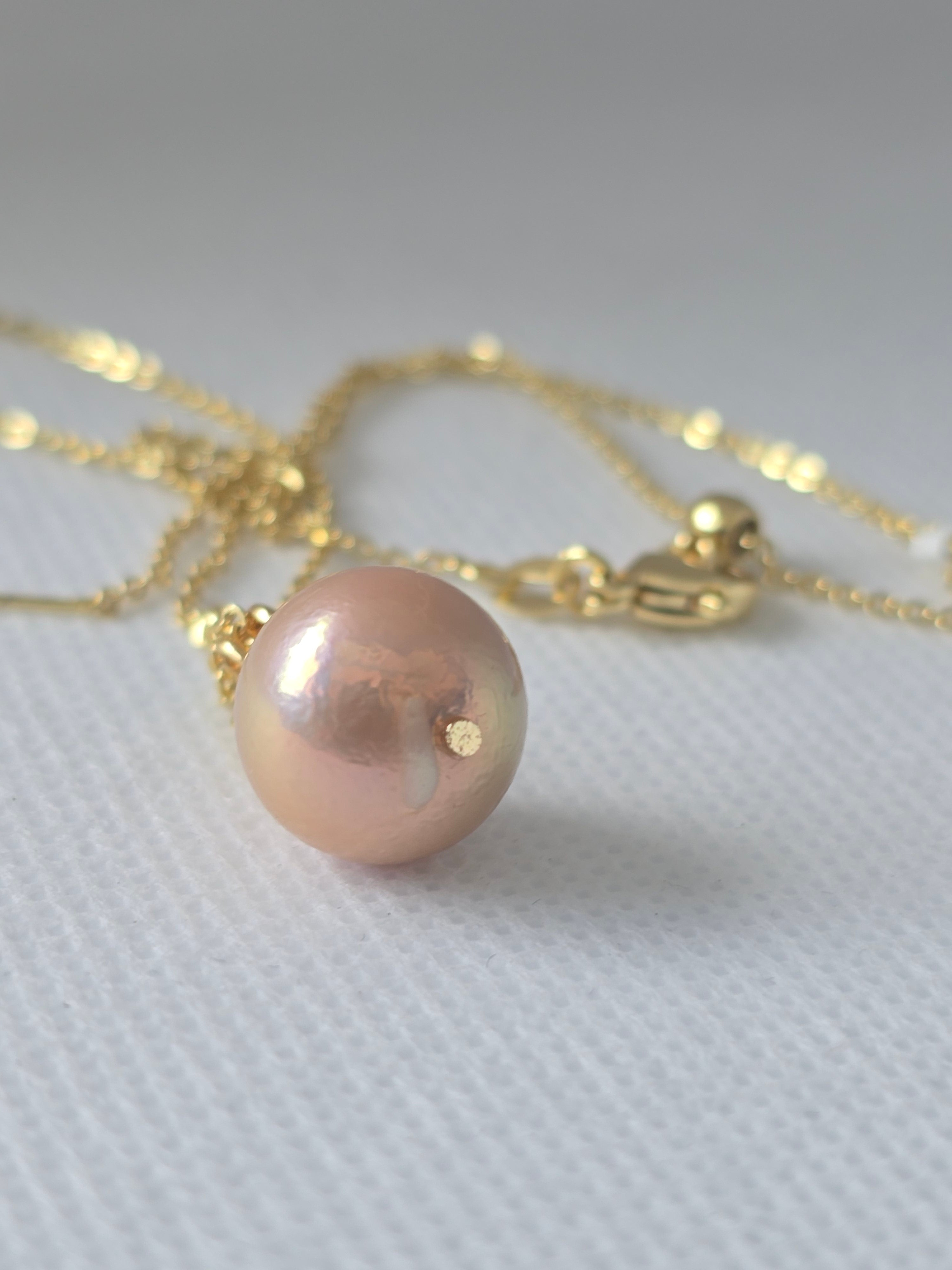 Edison Blush Pink Pearl Floating Necklace | S925 Bolo Box Chain