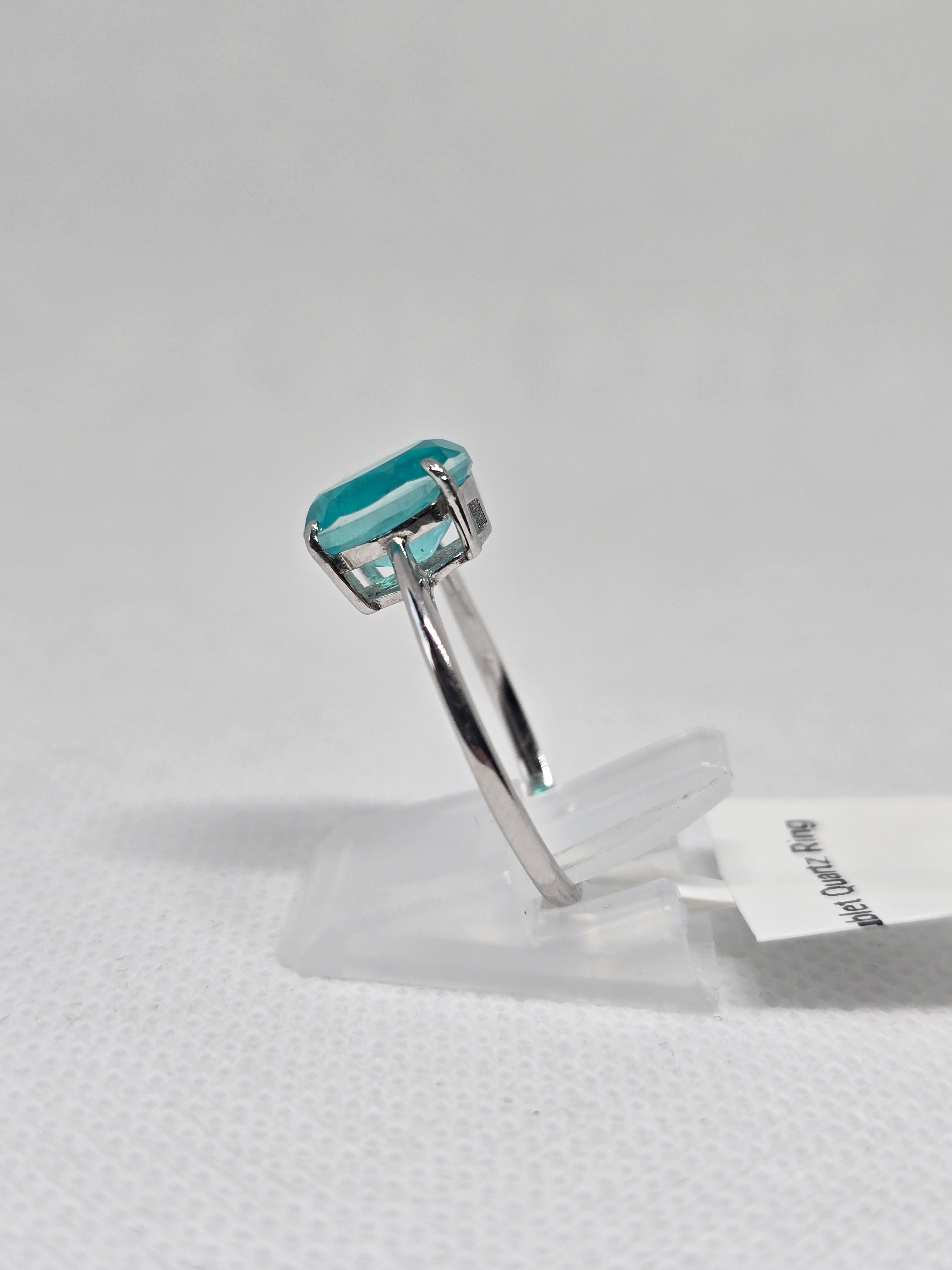 Paraiba Doublet Quartz Solitaire Ring in S925 Silver