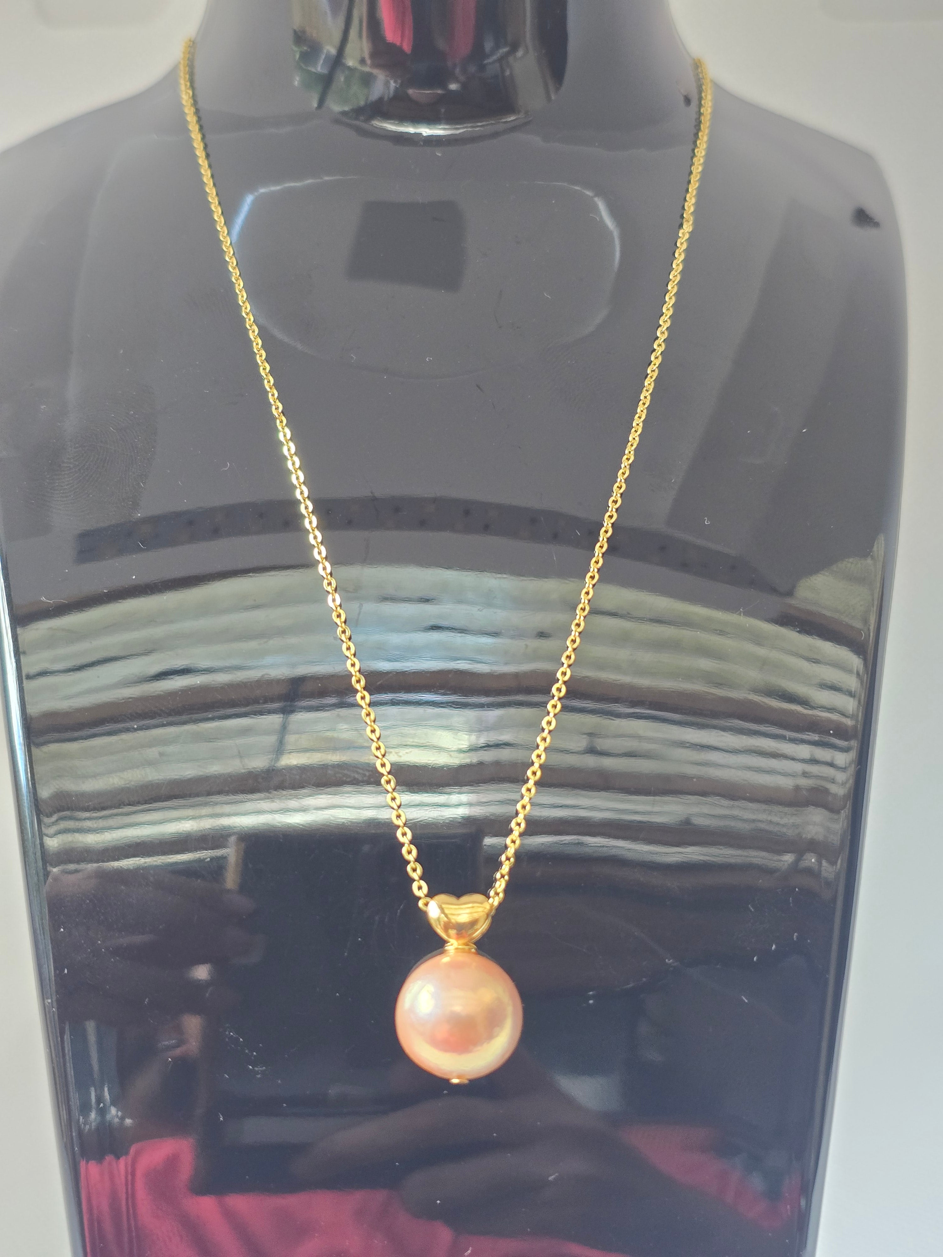 Edison Blush Pink Pearl Floating Necklace | S925 Bolo Box Chain