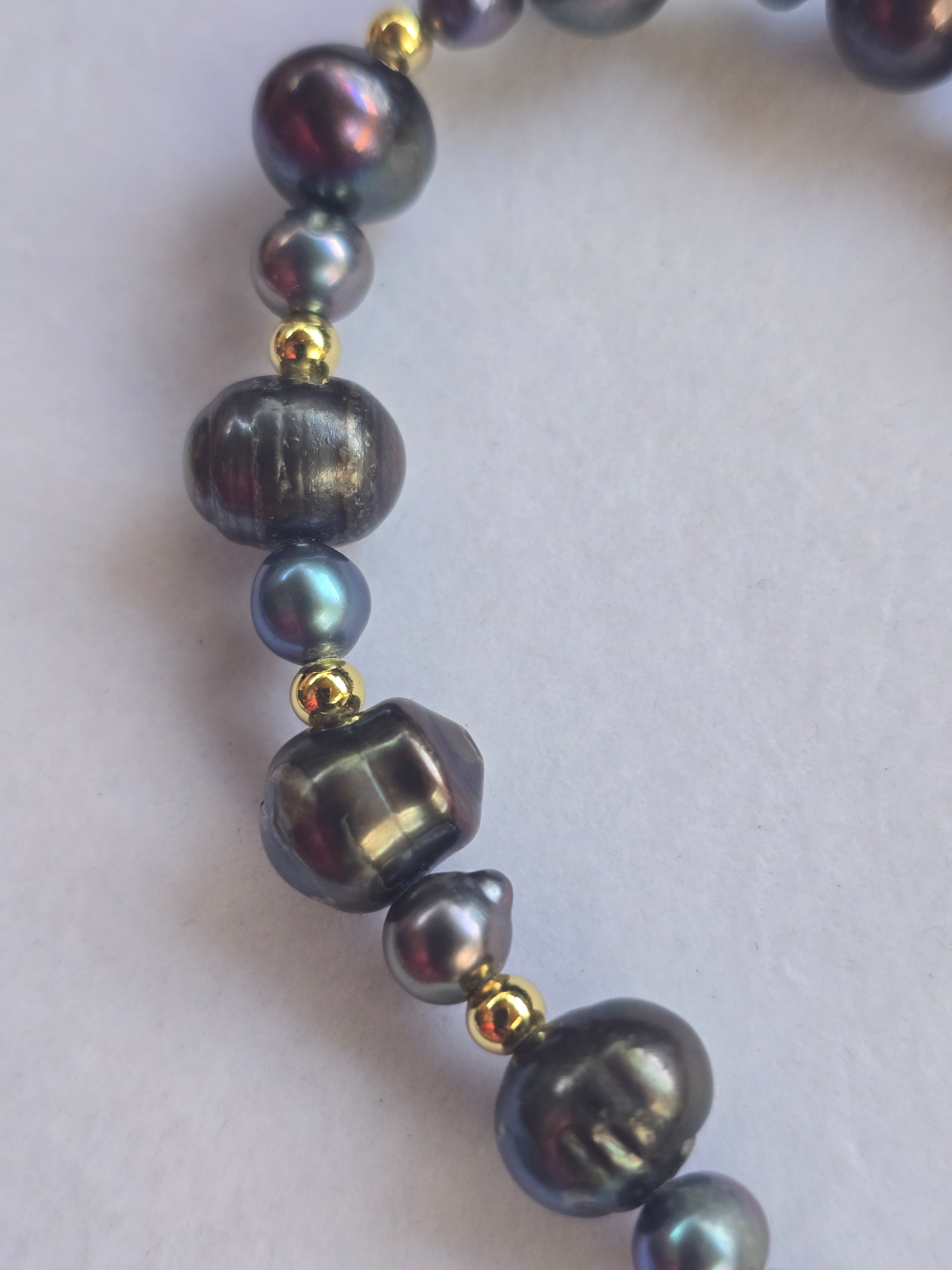 Bluish Dark Gray Baroque Freshwater Pearl Bracelet