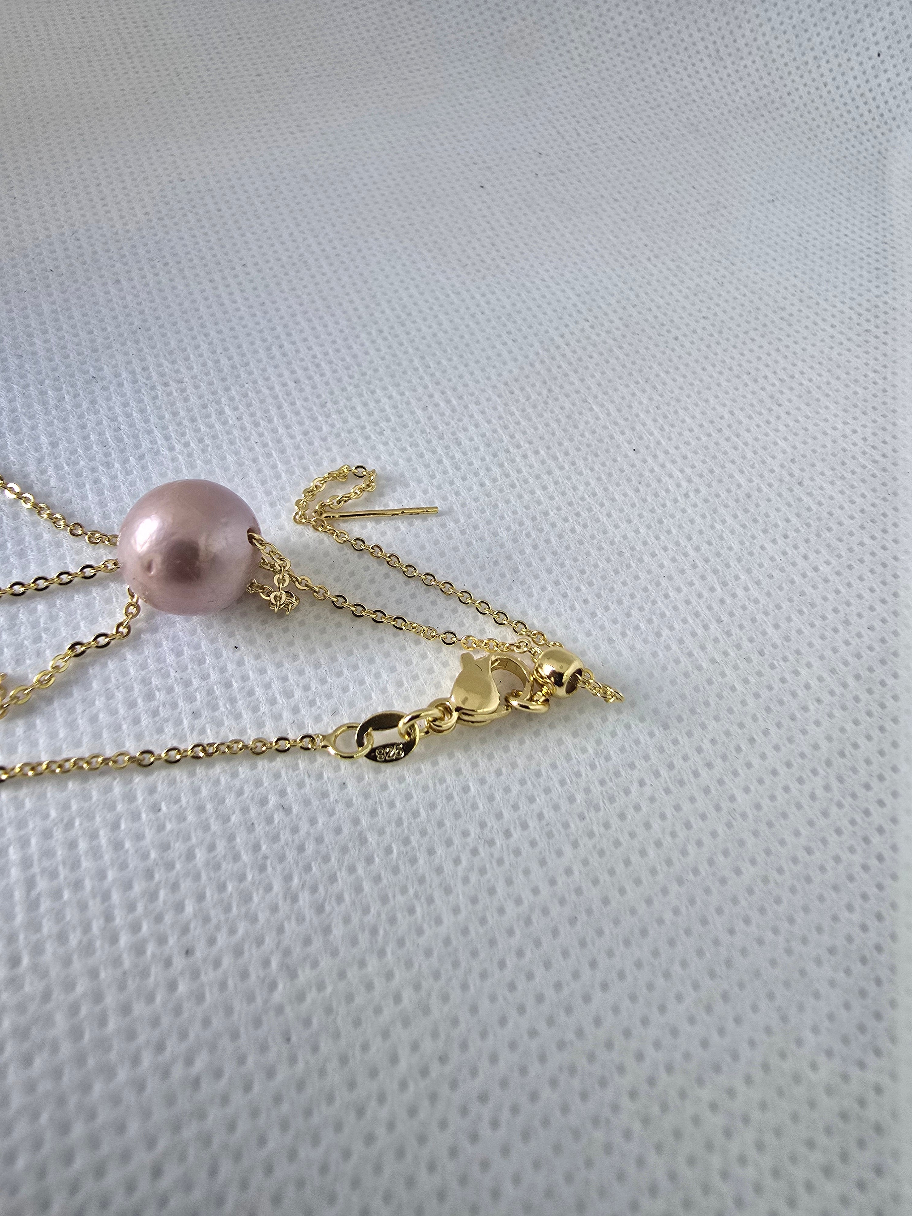 Edison Pearl Station Necklace | Adjustable S925 Gold-Plated Chain
