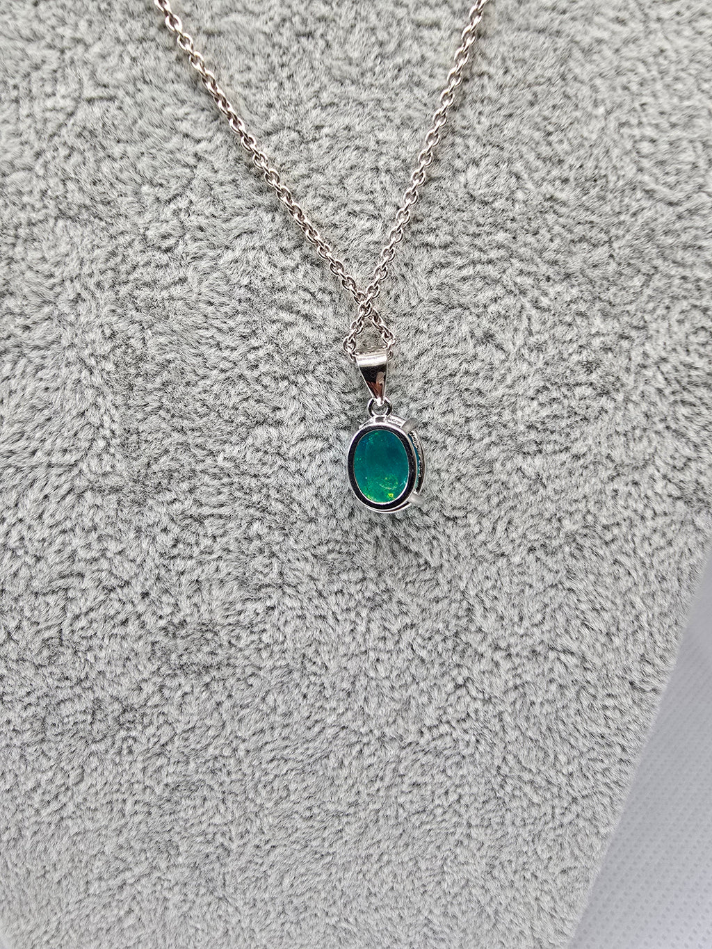 Natural Green Blue Opal Pendant — S925 Sterling Silver
