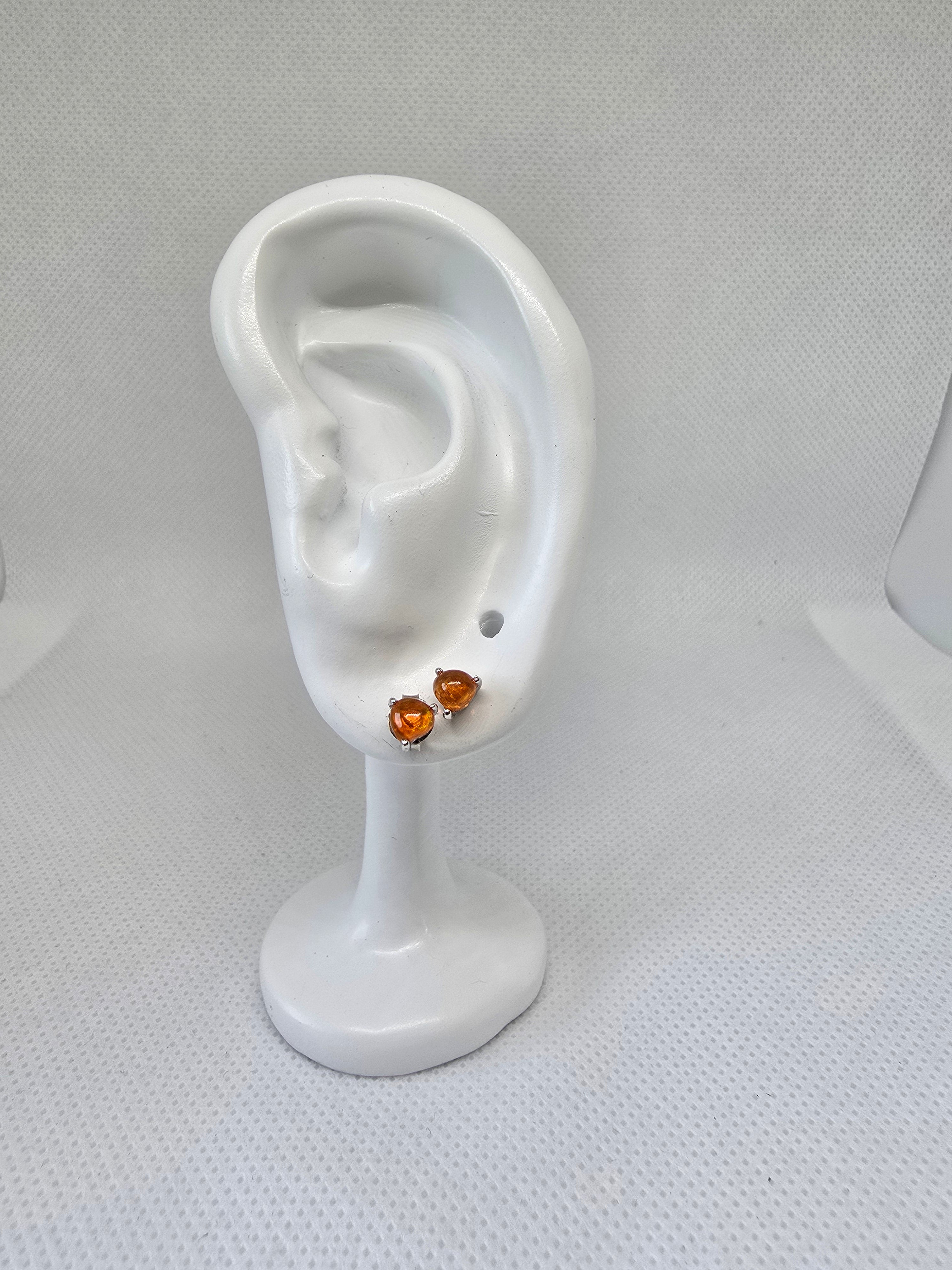 Orange Opal Stud Earrings – S925 Sterling Silver