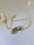 Ethiopian Opal Double Drop Necklace | S925 Yellow Gold Setting