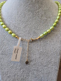 Green Freshwater Pearl Choker Necklace —