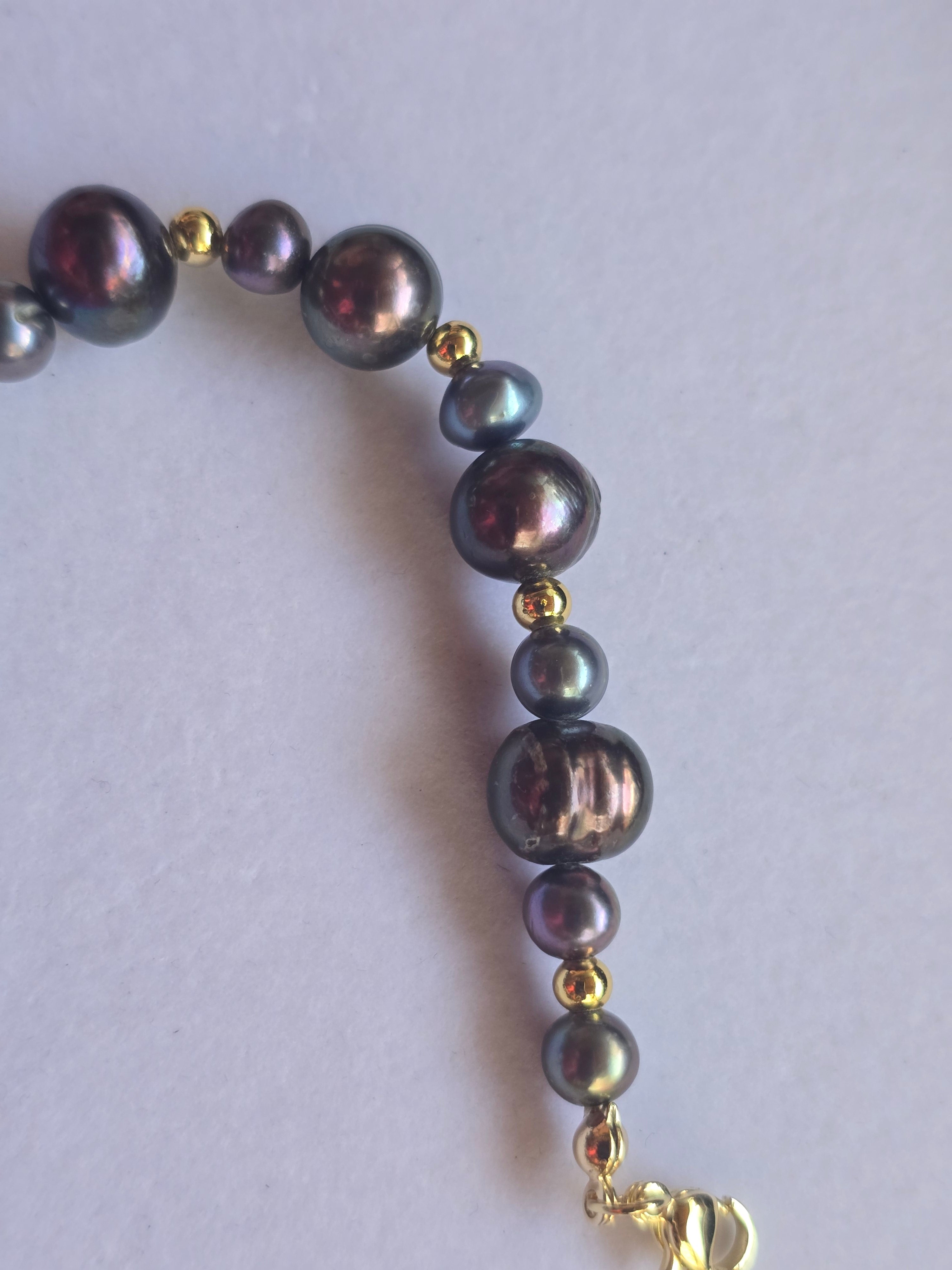 Bluish Dark Gray Baroque Freshwater Pearl Bracelet