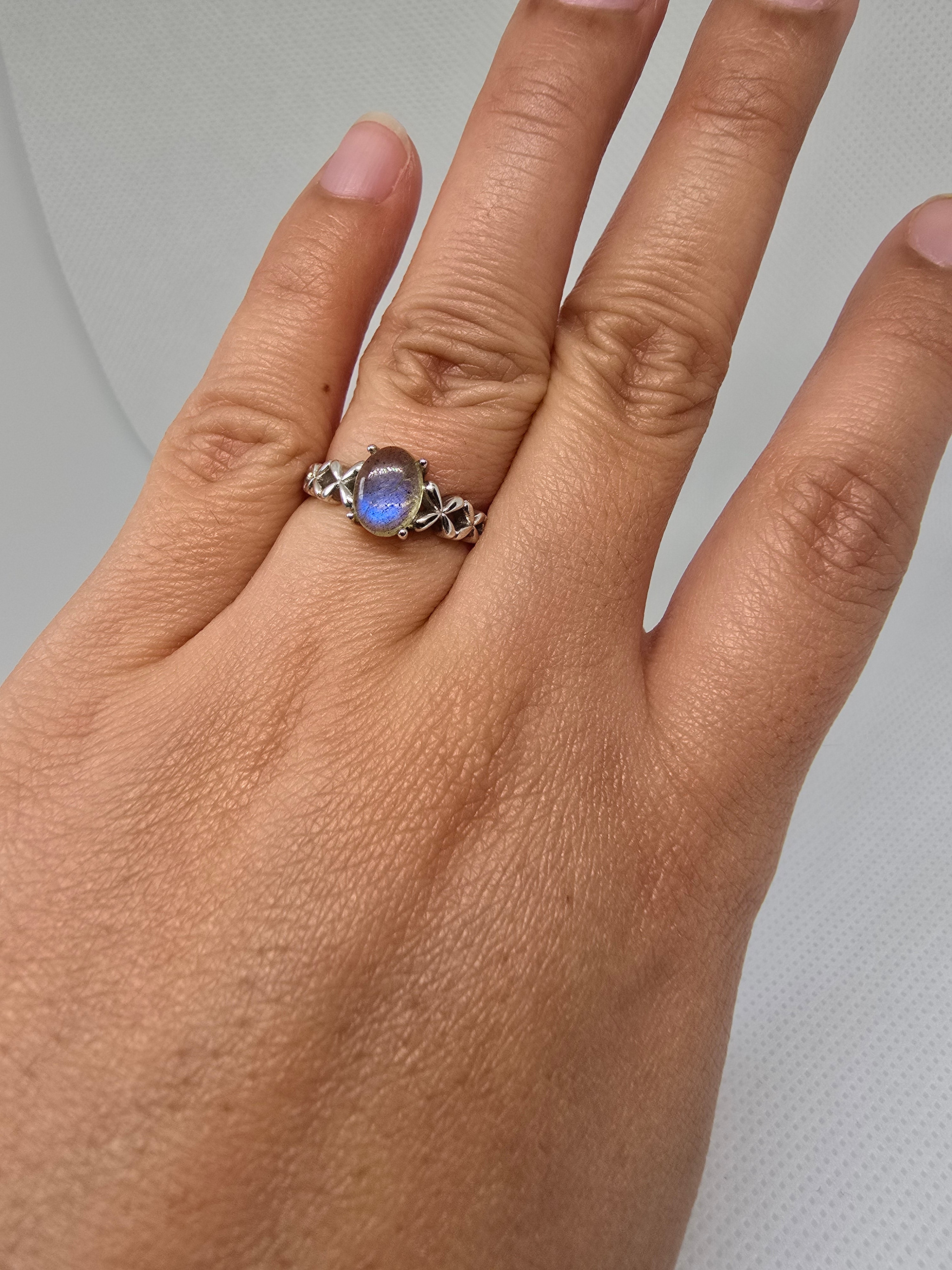 Natural Labradorite Ring S925