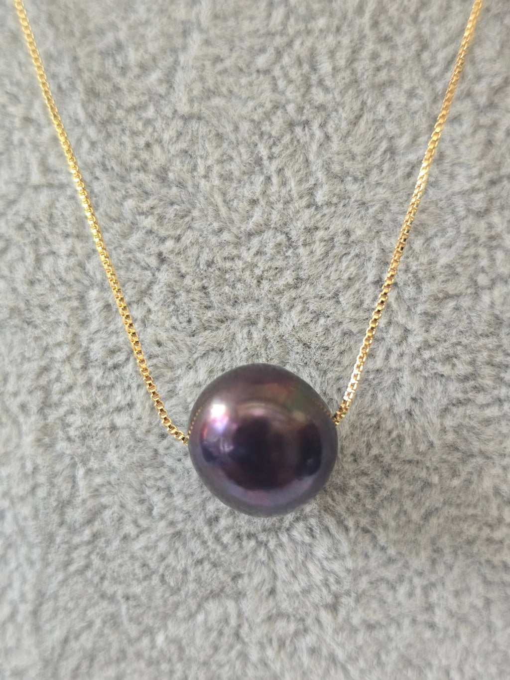 Dark Edison Pearl Floating Necklace | S925 Bolo Box Chain