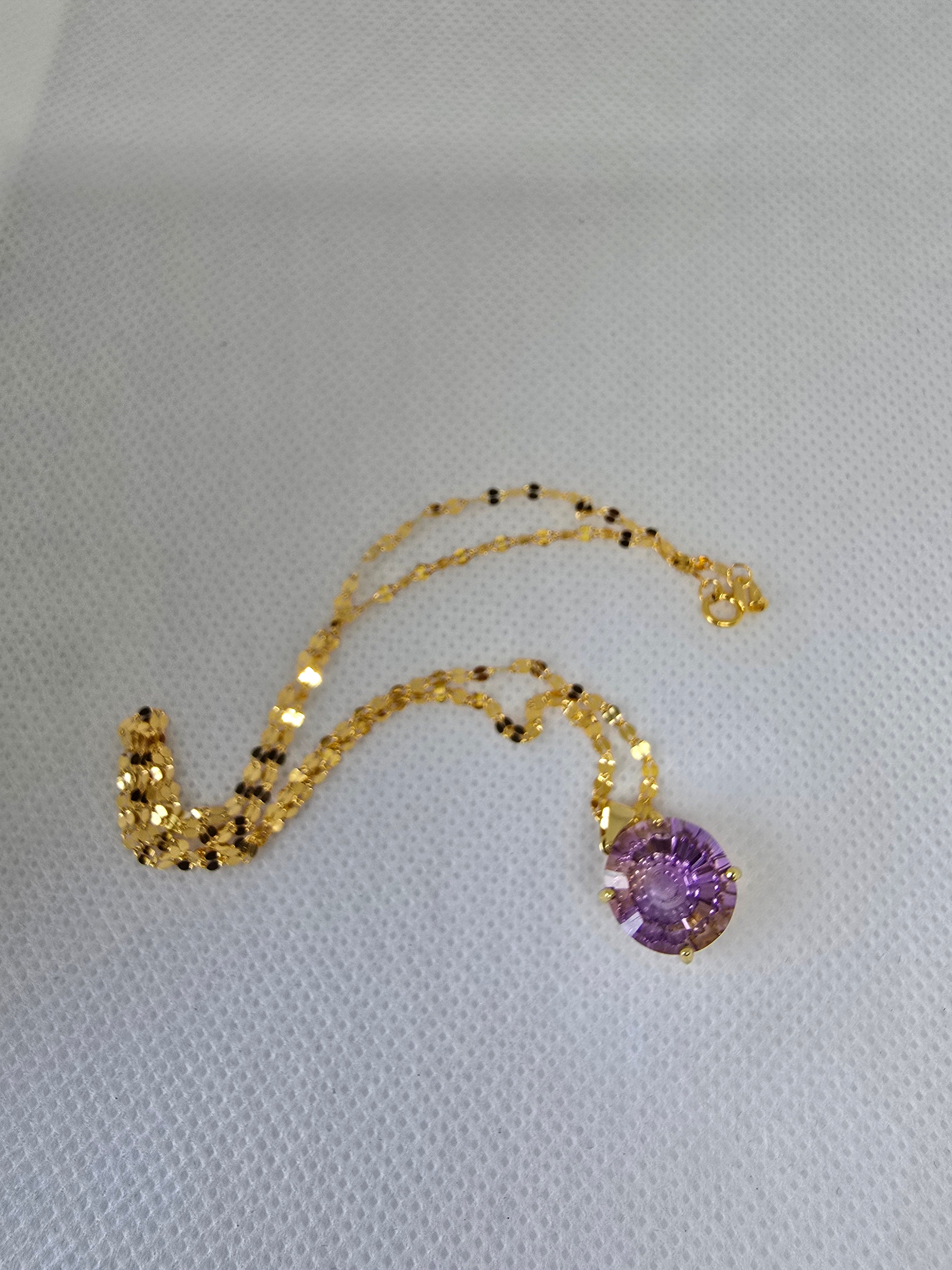 Ametrine Pendant Necklace | S925 Yellow Gold Plated | 18 Inch