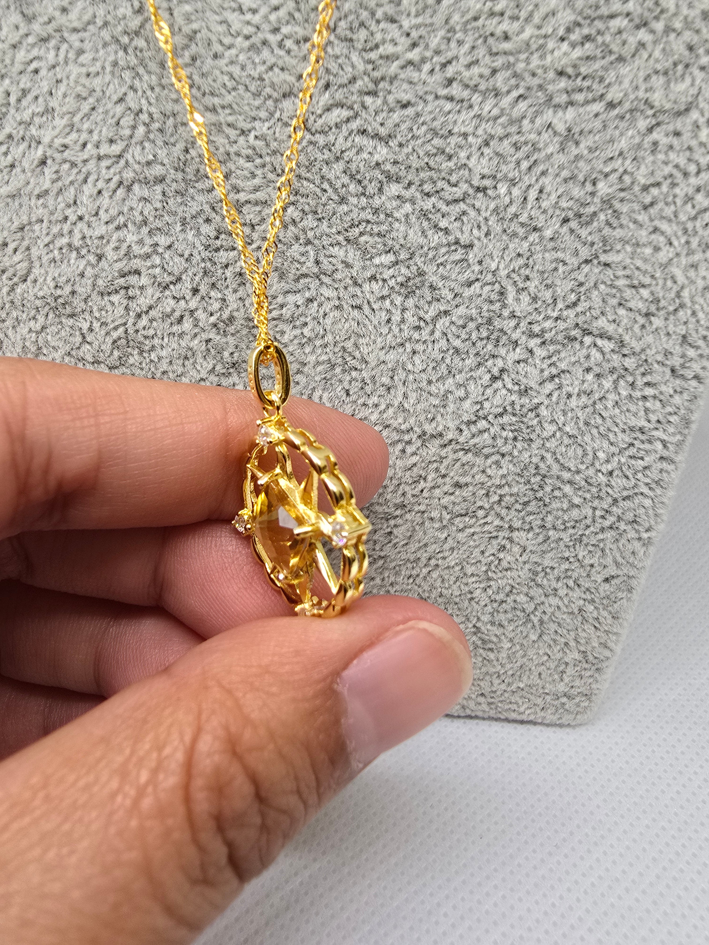 Natural Citrine Pendant – S925 Setting