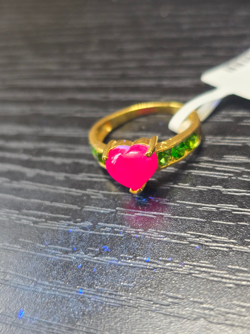 Heart Ruby & Chrome Diopside Yellow Gold Ring